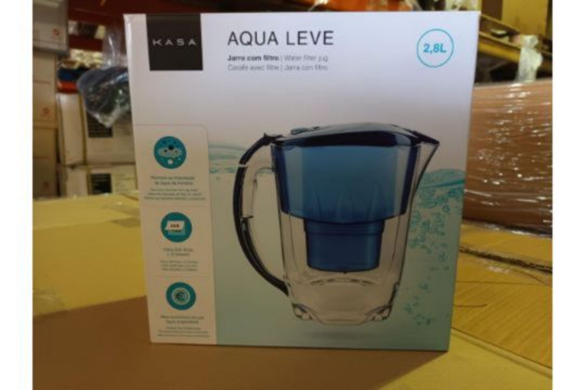 12 x New Boxed Kasa Oria Aqua Leve 2.8L Water Filter Jugs. Each Includes 1 x Filter. RRP £19.99