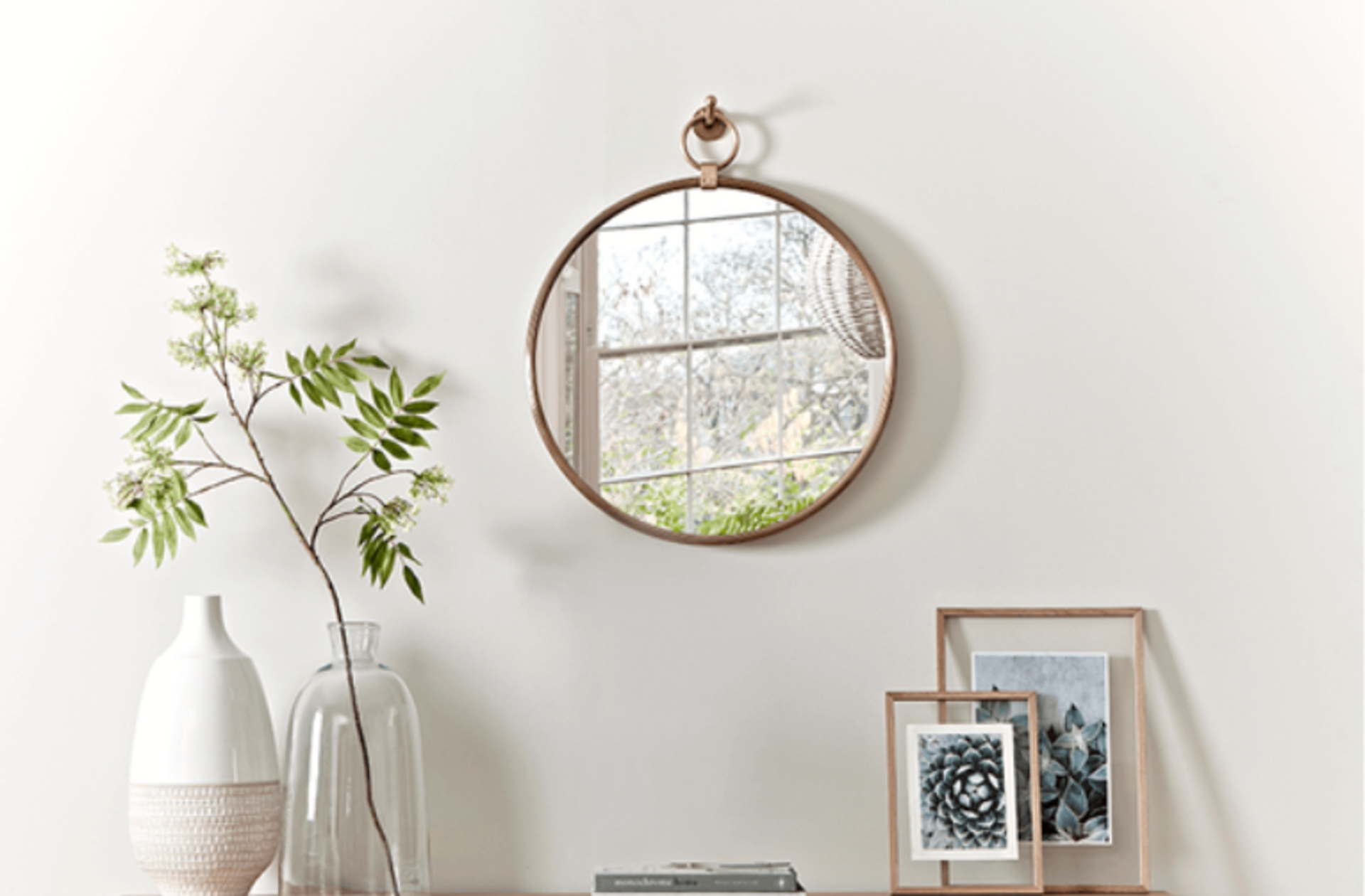 Cox & Cox Aura Brass Mirror. RRP £250.00. Crafted in a simple, circular shape with a wide mirrored - Image 2 of 2