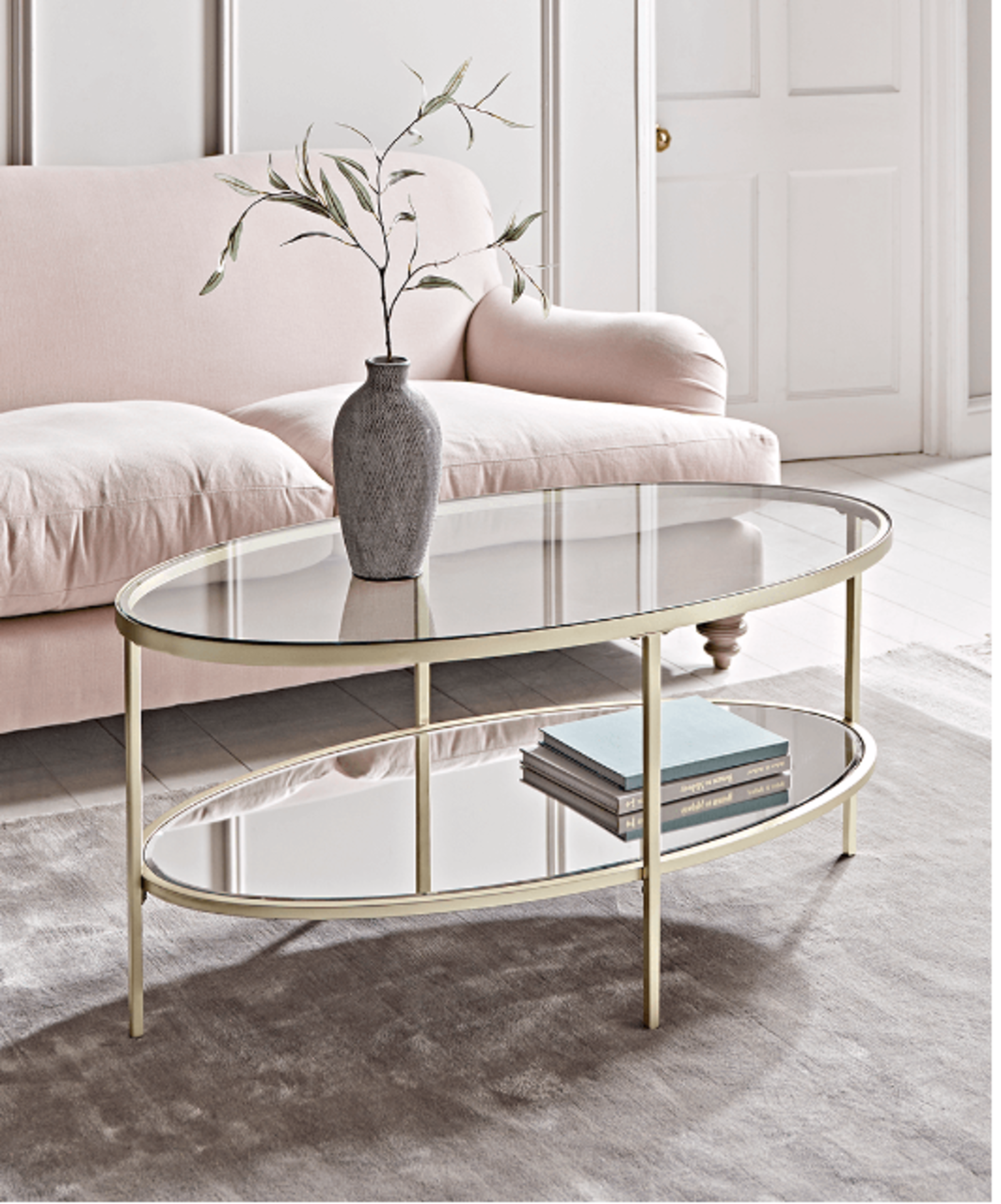 Cox & Cox Glass Display Coffee Table - Soft Gold. RRP £575.00. A focal point for any lounge area,