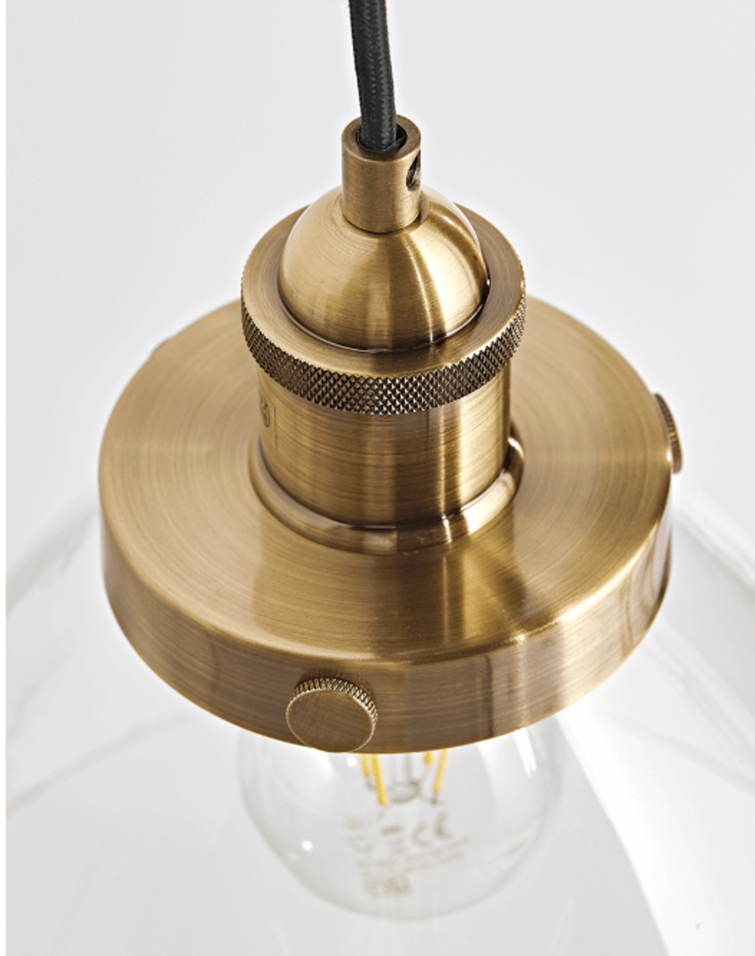 Cox & Cox Domed Glass Pendant - Brass. RRP £150.00. Our elegant pendant light with a classic glass - Image 2 of 2