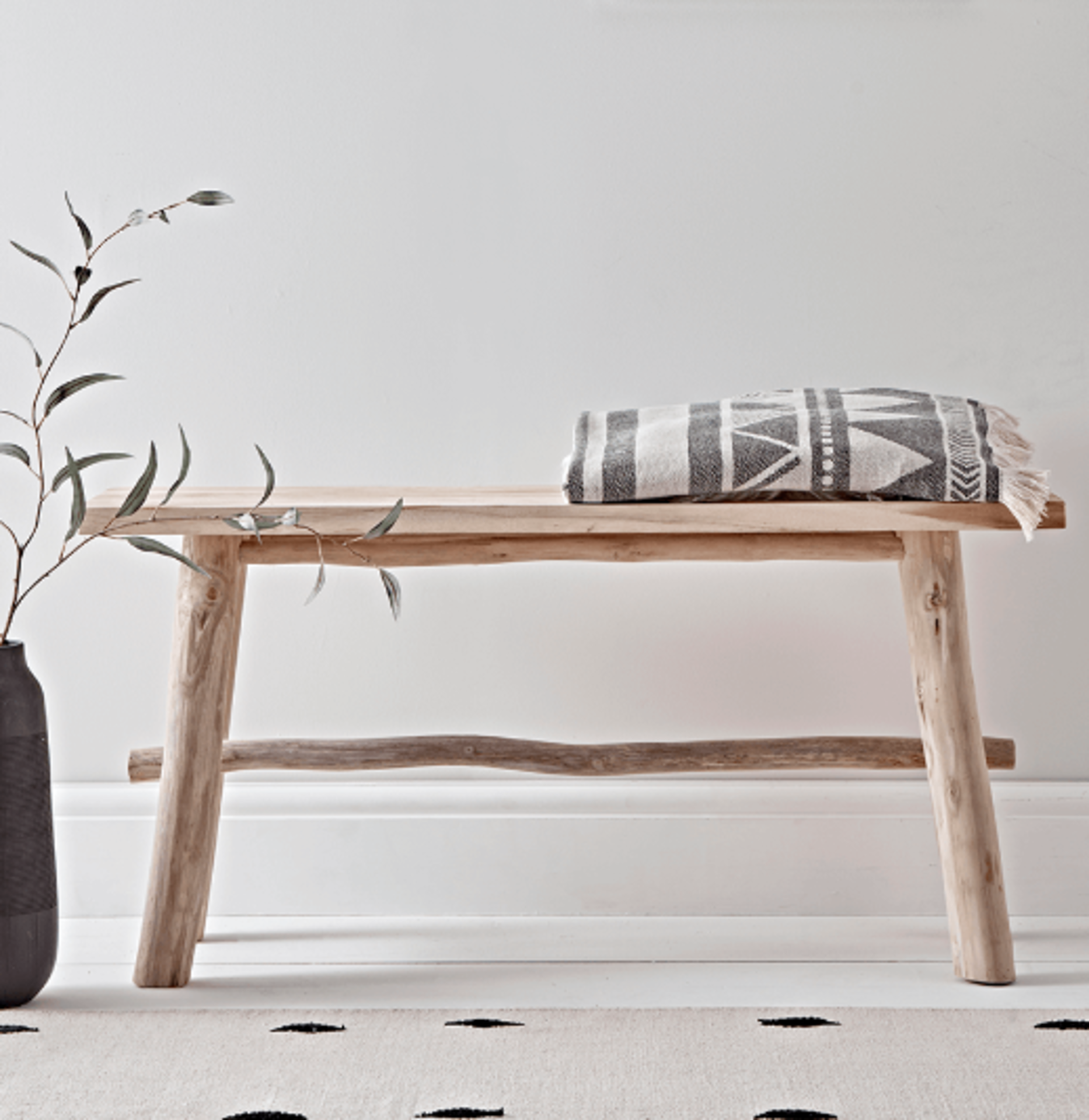 Rustic Teak Bench. RRP £275.00. With a fabulous driftwood style finish and rustic visible wood