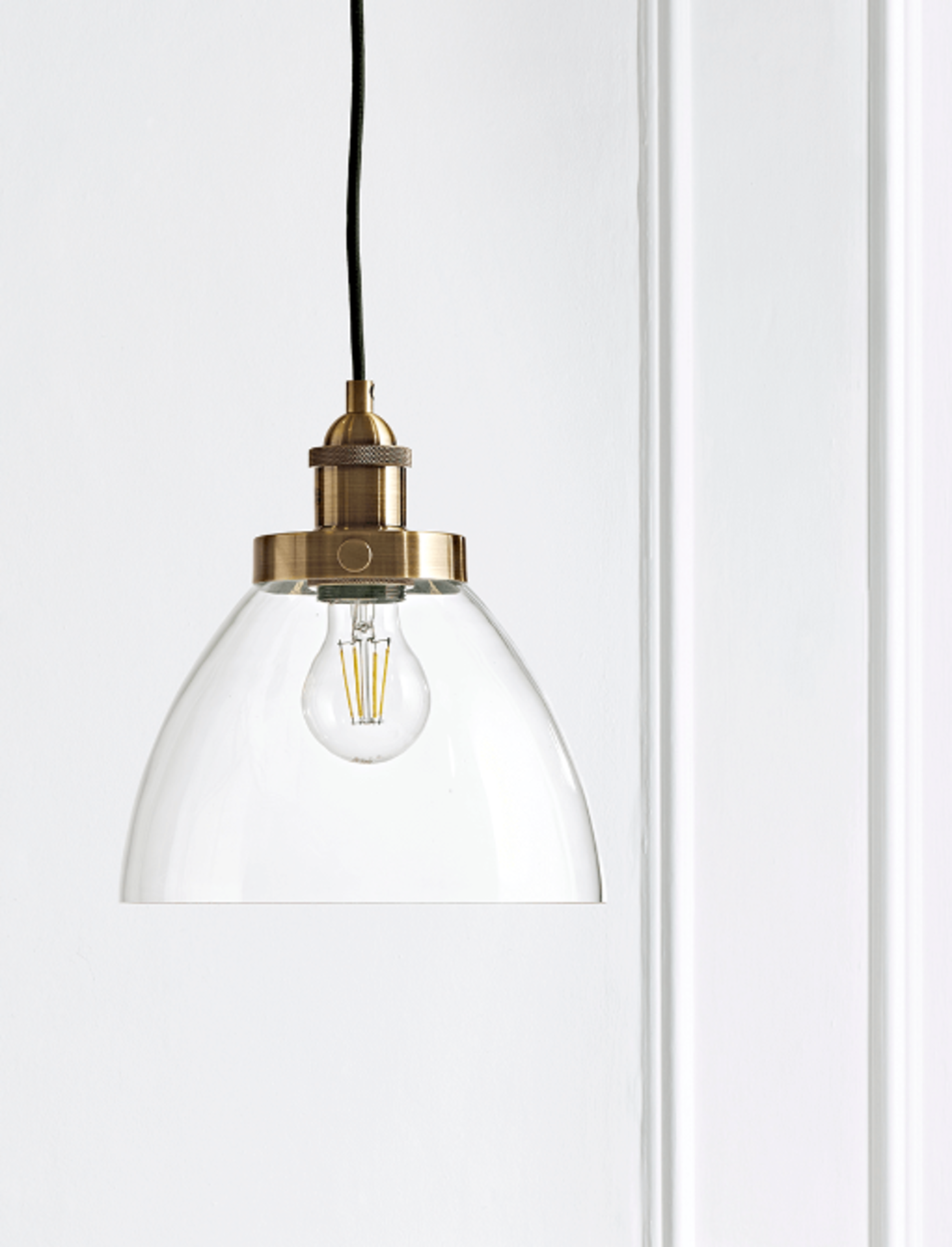 Cox & Cox Domed Glass Pendant - Brass. RRP £150.00. Our elegant pendant light with a classic glass