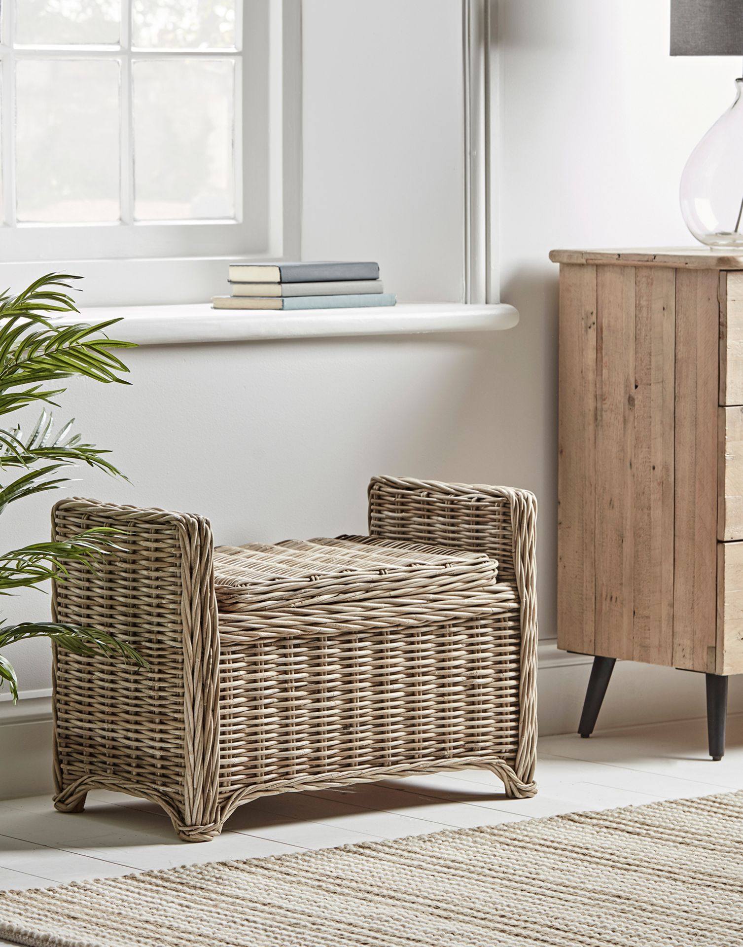 Cox & Cox Round Rattan Storage Bench. RRP £445.00. Specially designed for your conservatory or