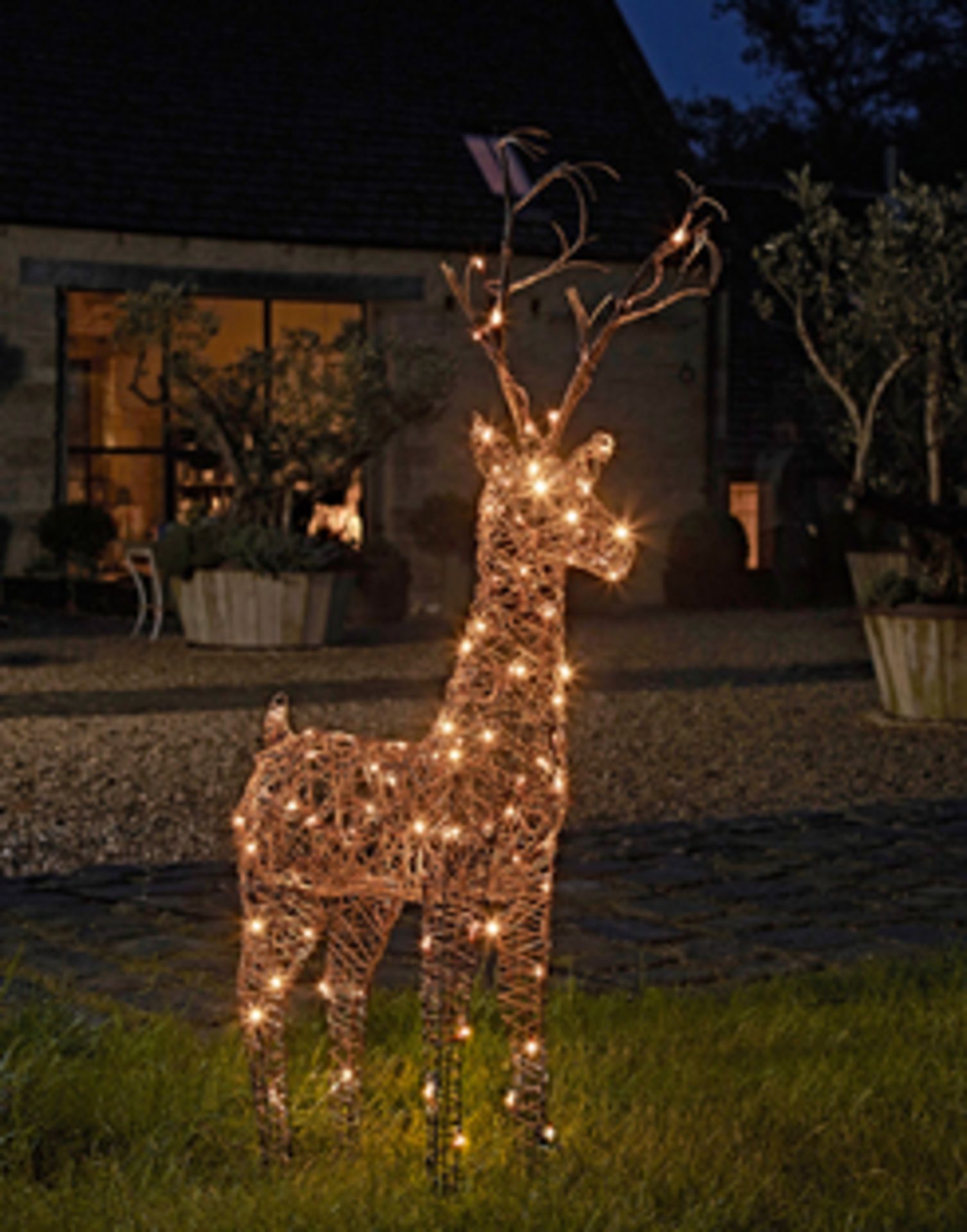 Faux Rattan Light Up Reindeer. RRP £185.00. Made from weatherproof faux rattan with 96 steady warm