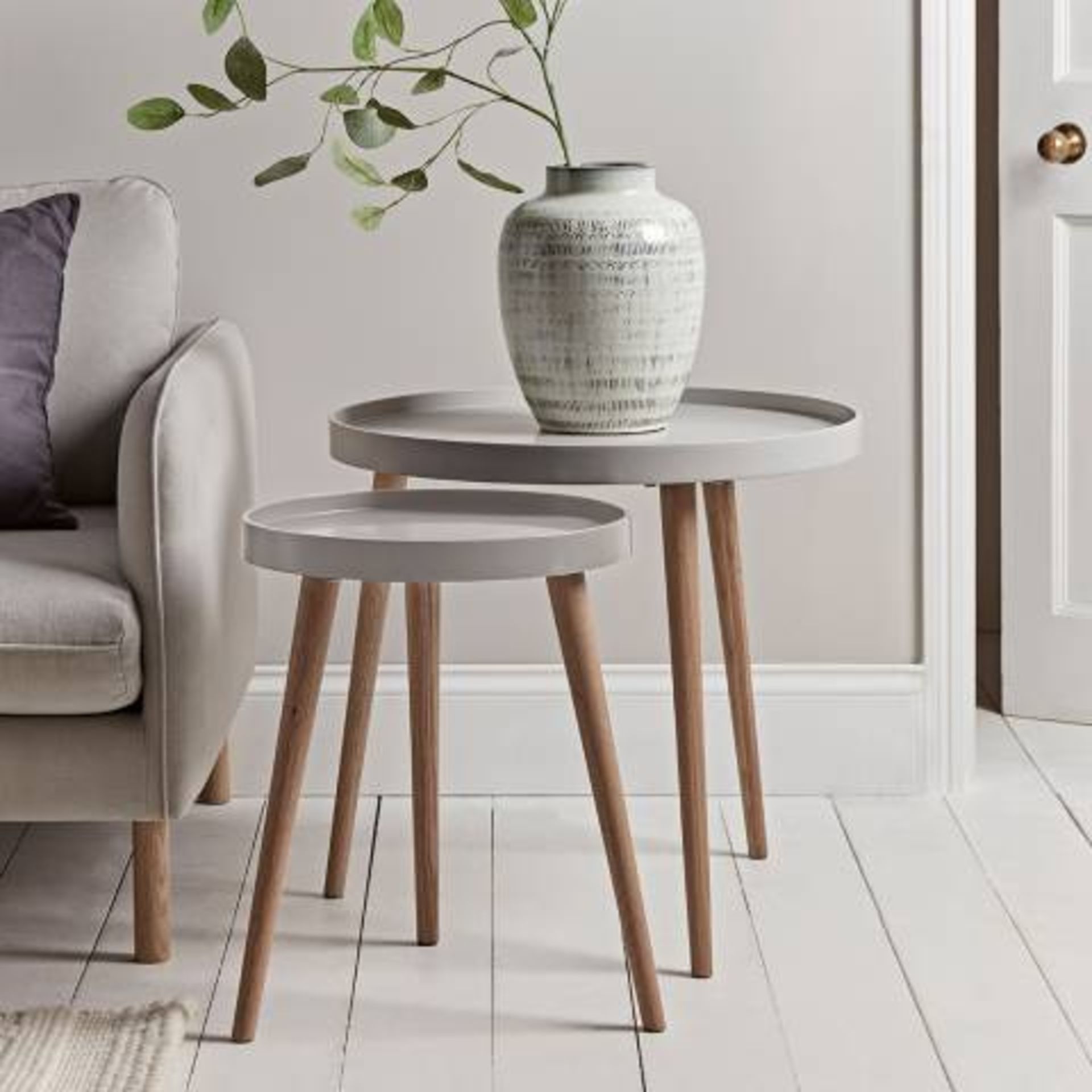 COX & COX Small Mila Side Table - Grey. RRP £195.00. The epitome of elegant Scandi style, the Mila