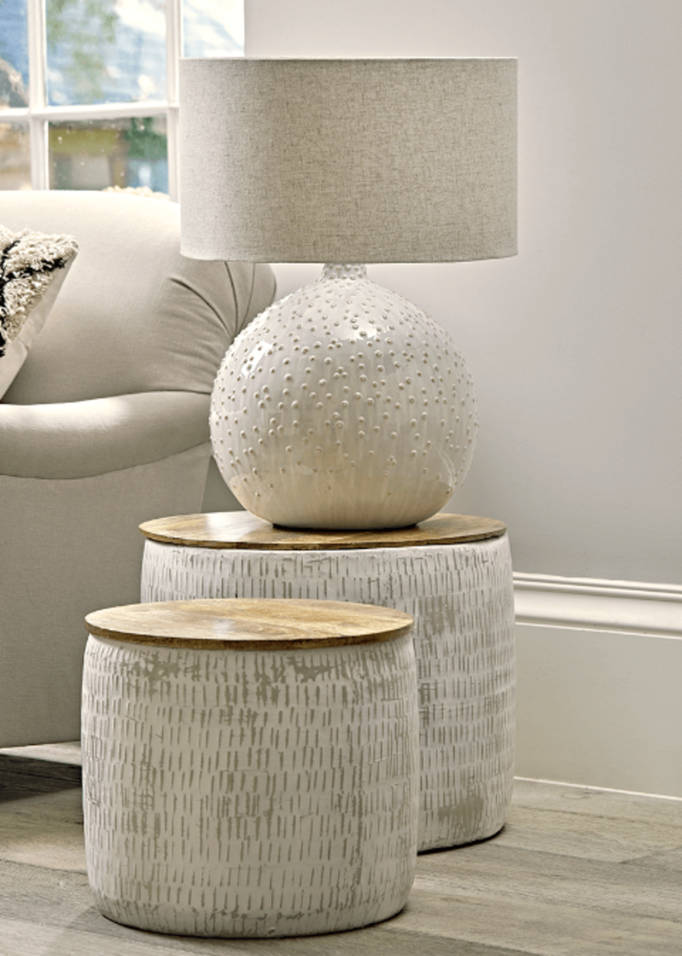 Glazed Dots Table Lamp - White. RRP £325.00. Crafted from ceramic in a unique dot texture, our - Image 2 of 2