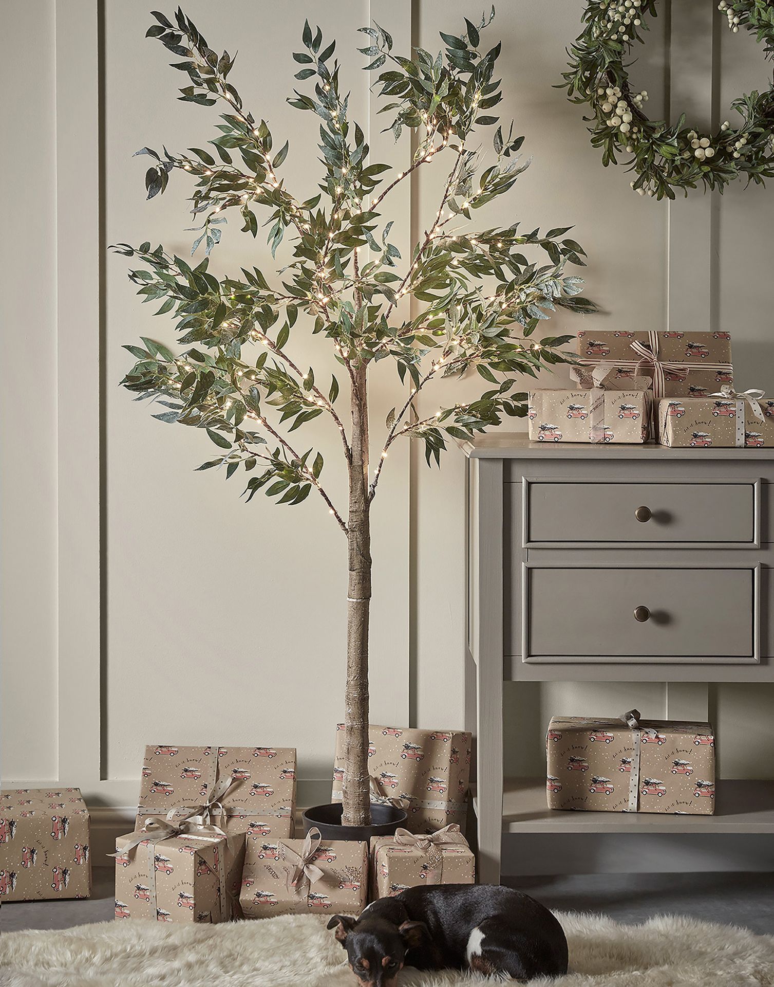 Cox & Cox Indoor Outdoor Pre-Lit Faux Olive Tree. RRP £215.00. This impressive Pre-Lit Faux Olive