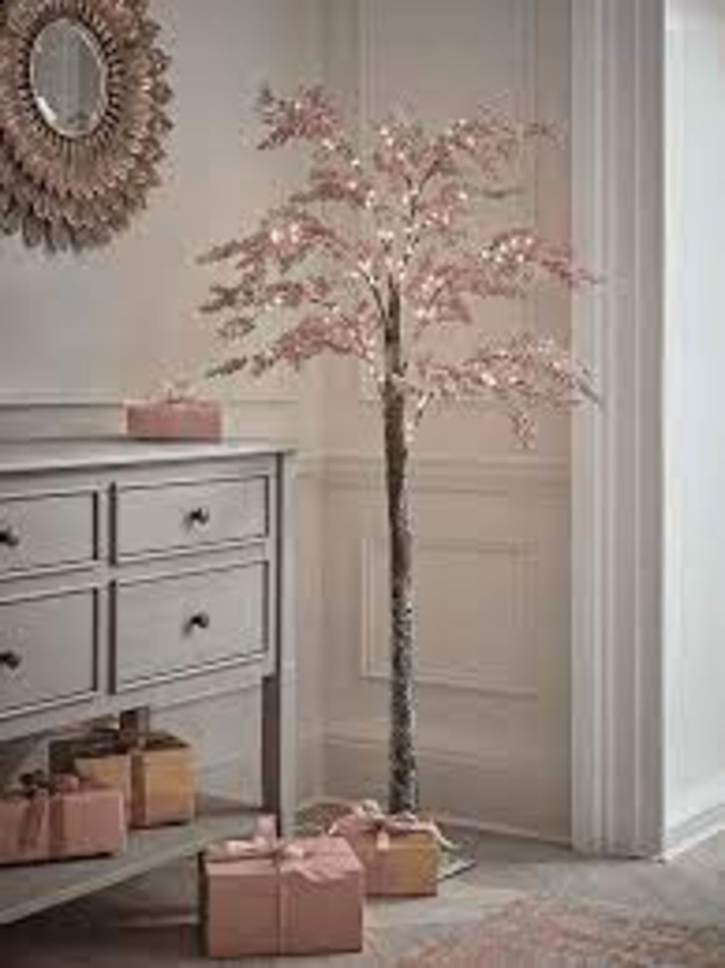 Indoor Outdoor Small Light Up Blossom Tree - Blush. Made from a mix of PE and PVC with a metal stand - Image 2 of 2