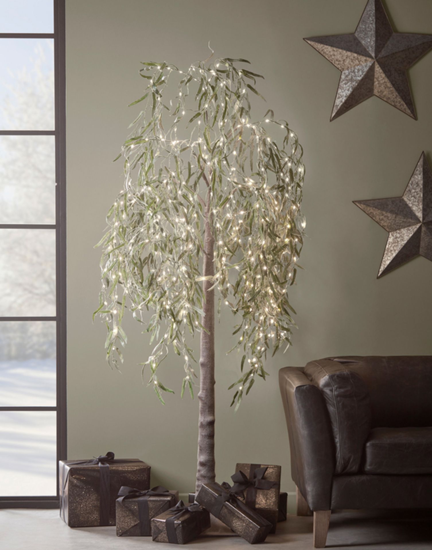 Large Indoor Outdoor Light Up Faux Willow Tree. Extend the festive cheer to your outdoor space
