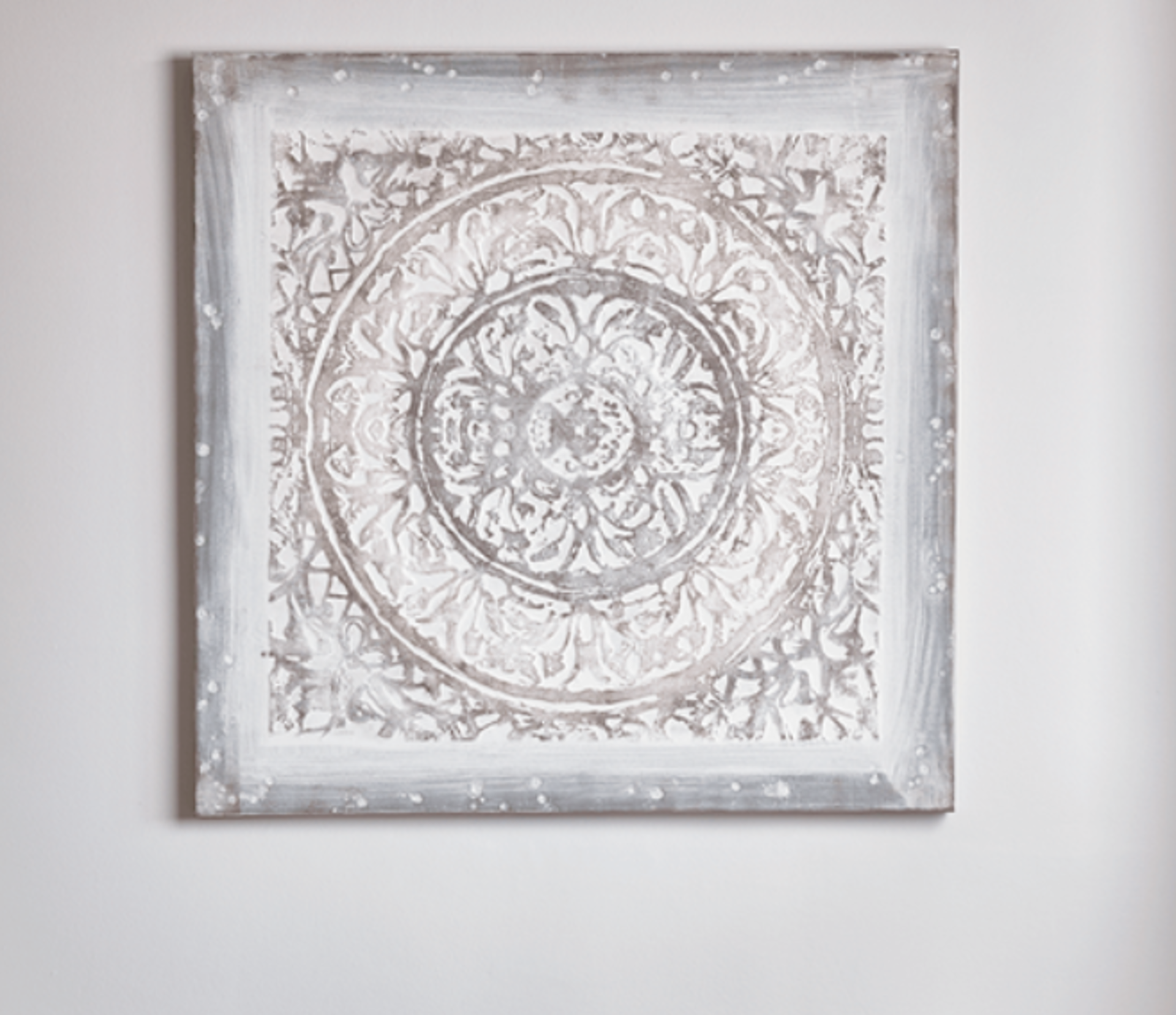 Whitewashed Spyra Panel. RRP £225.00. Inspired by traditional hand-painted terracotta tiles, our