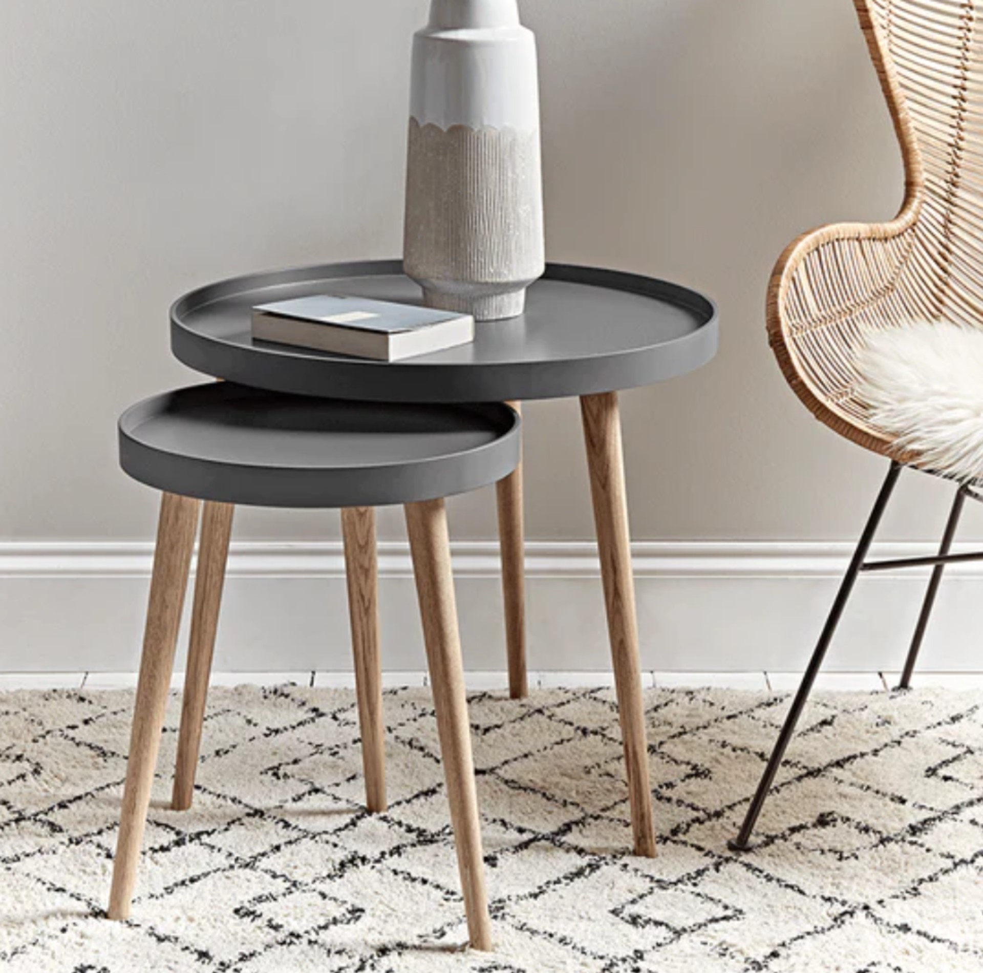 Cox & Cox Large Mila Side Table - Charcoal. RRP £325.00. The epitome of elegant Scandi style, our