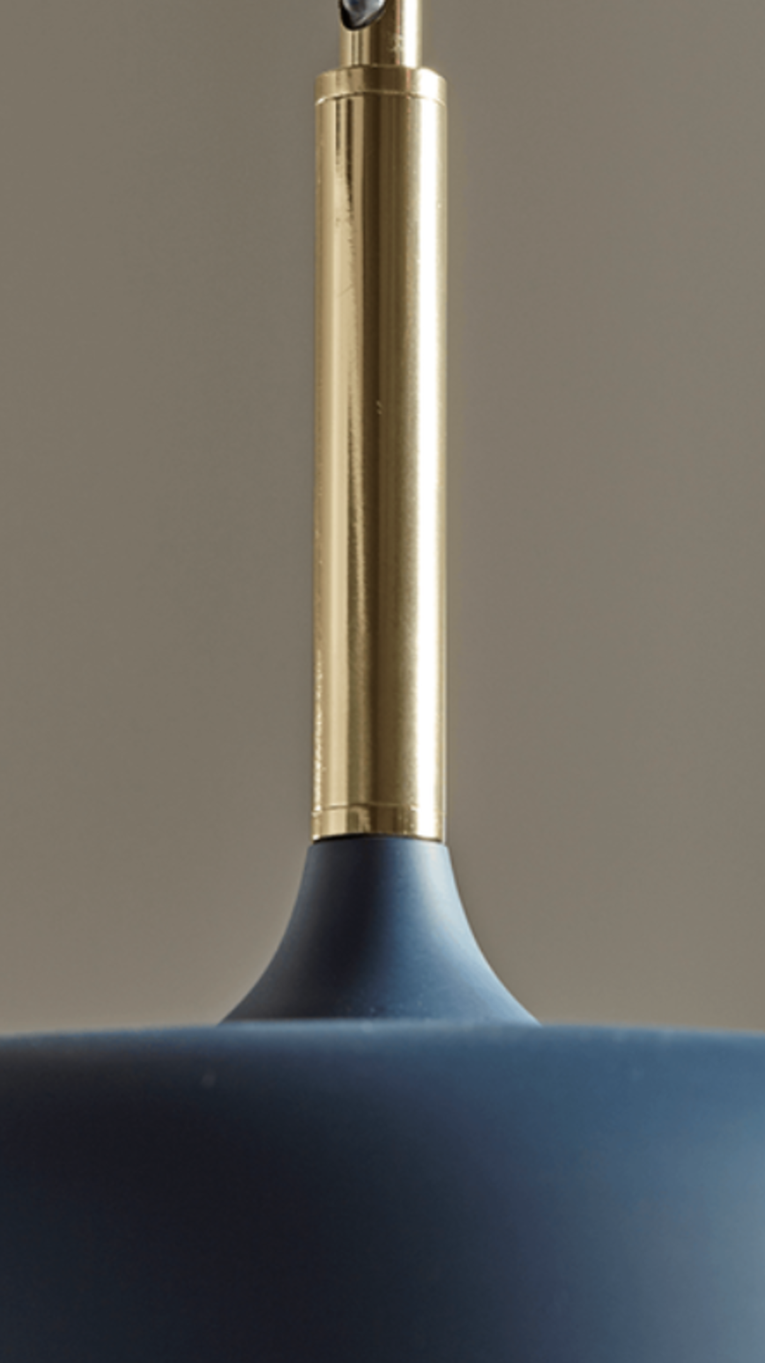 Blue & Brass Pendant Light. RRP £225.00. With an elegant, wide shade in deep, matte blue, our simple - Image 2 of 2