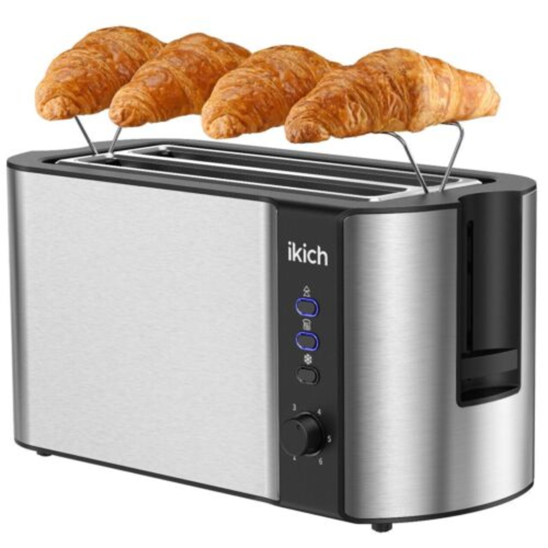 2 X NEW BOXED IKICK BY HOMASY 4 SLICE STAINLESS STEEL TOASTERS WITH LED DISPLAY (ROW18.8) 6