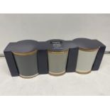 8 X NEW BOXED SETS OF 3 GEORGE HOME CERAMIC GREY BISQUE 3 PIECE CANISTER SETS. (ROW11RACK)