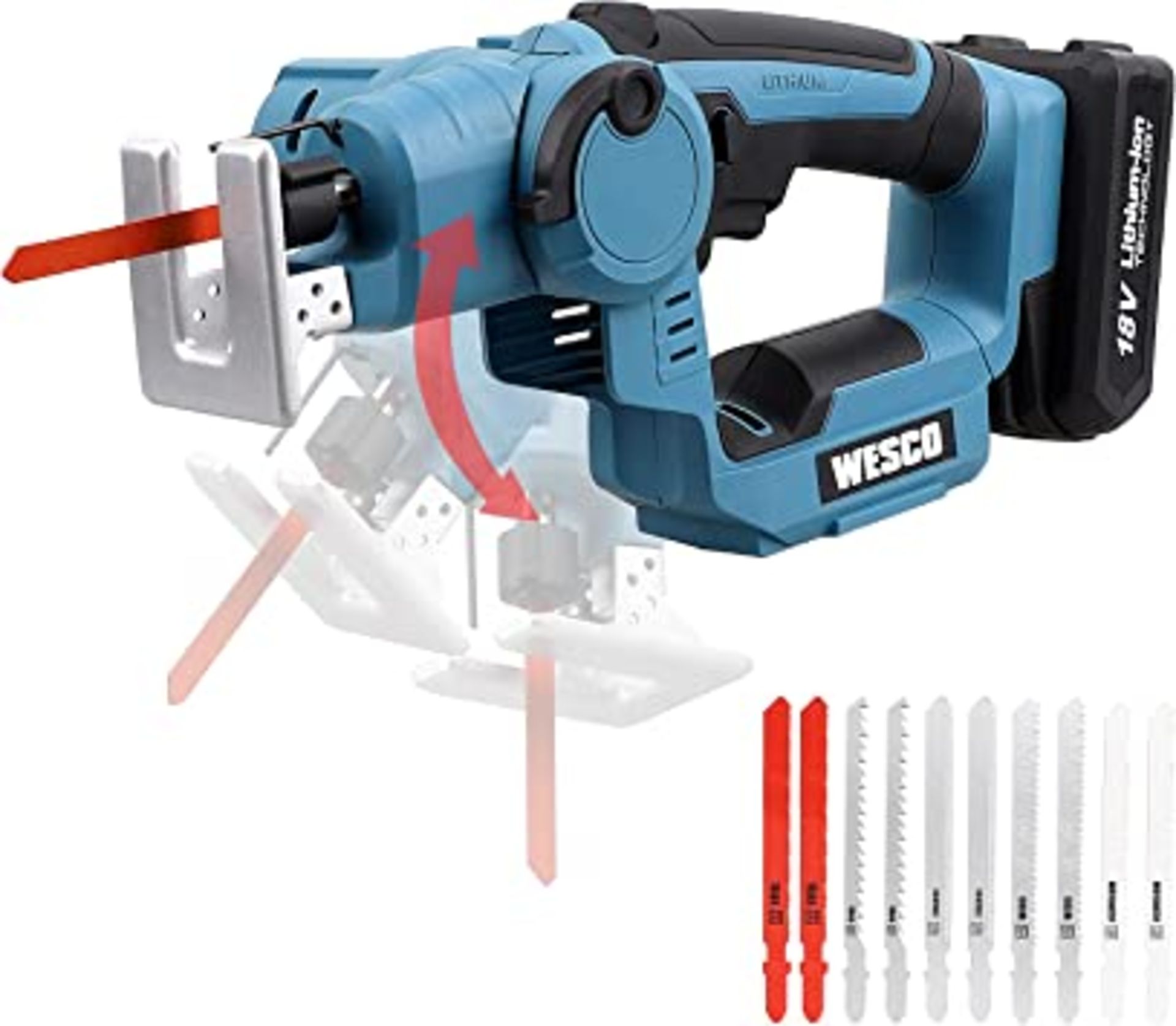 New Boxed WESCO 18v Electric Saw, 2500SPM Jigsaw Tool, Electric saws to Cut Wood, Cordless Jigsaw