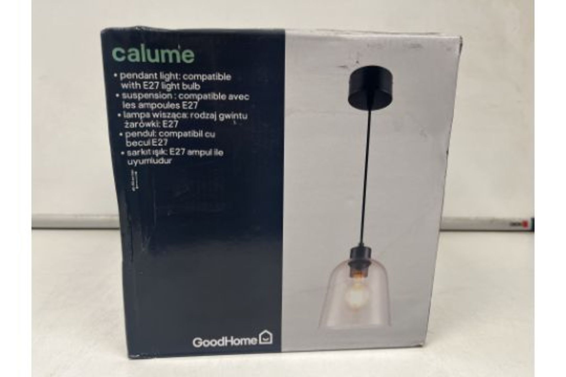 4 X NEW BOXED GOODHOME CALUME PENDANT LIGHTS. METAL AND GLASS. ROW14.2 RACK