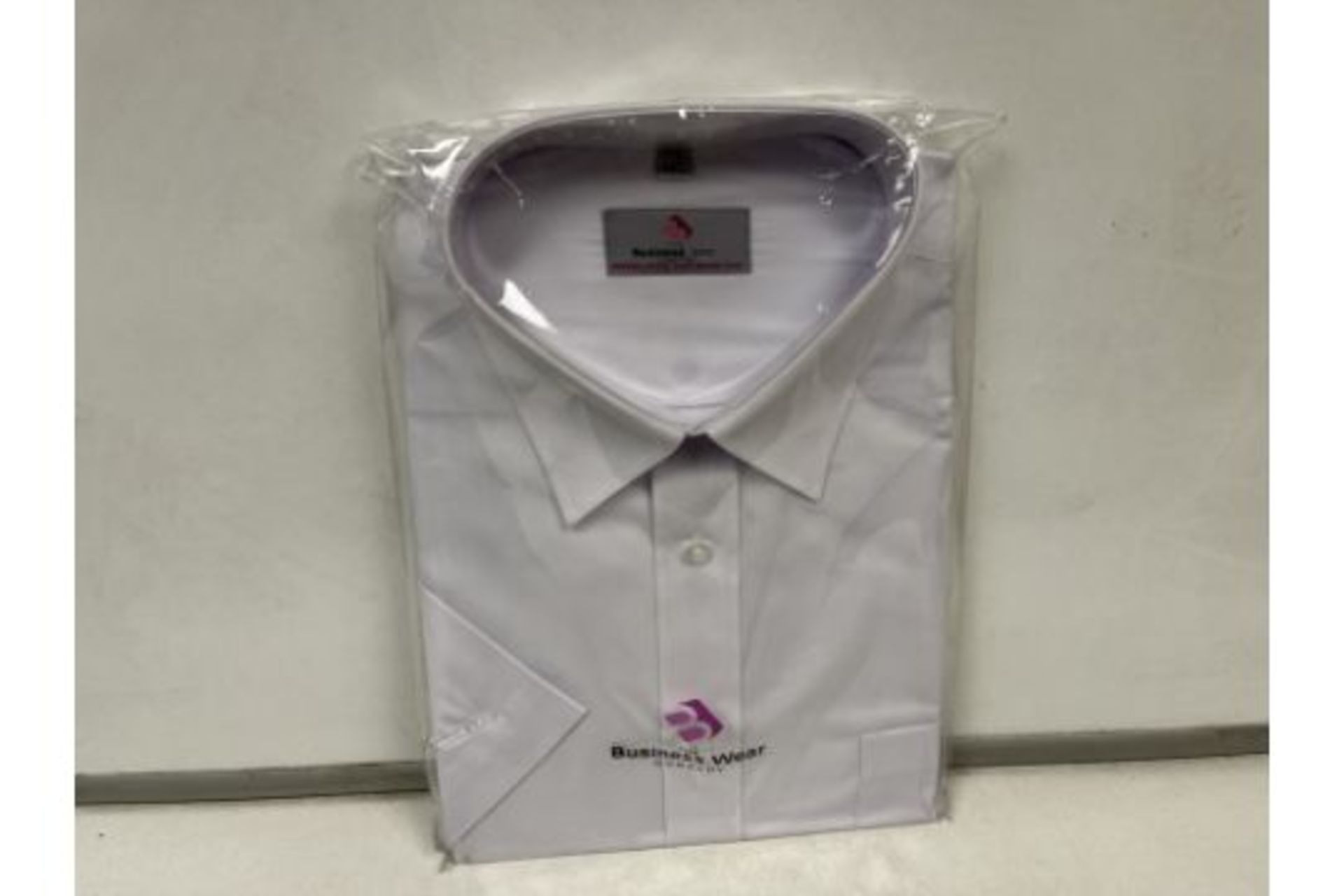 36 X NEW PACKAGED LOTHIAN MENS CLASSIC WHITE SHIRTS. ROW1.2 RACK