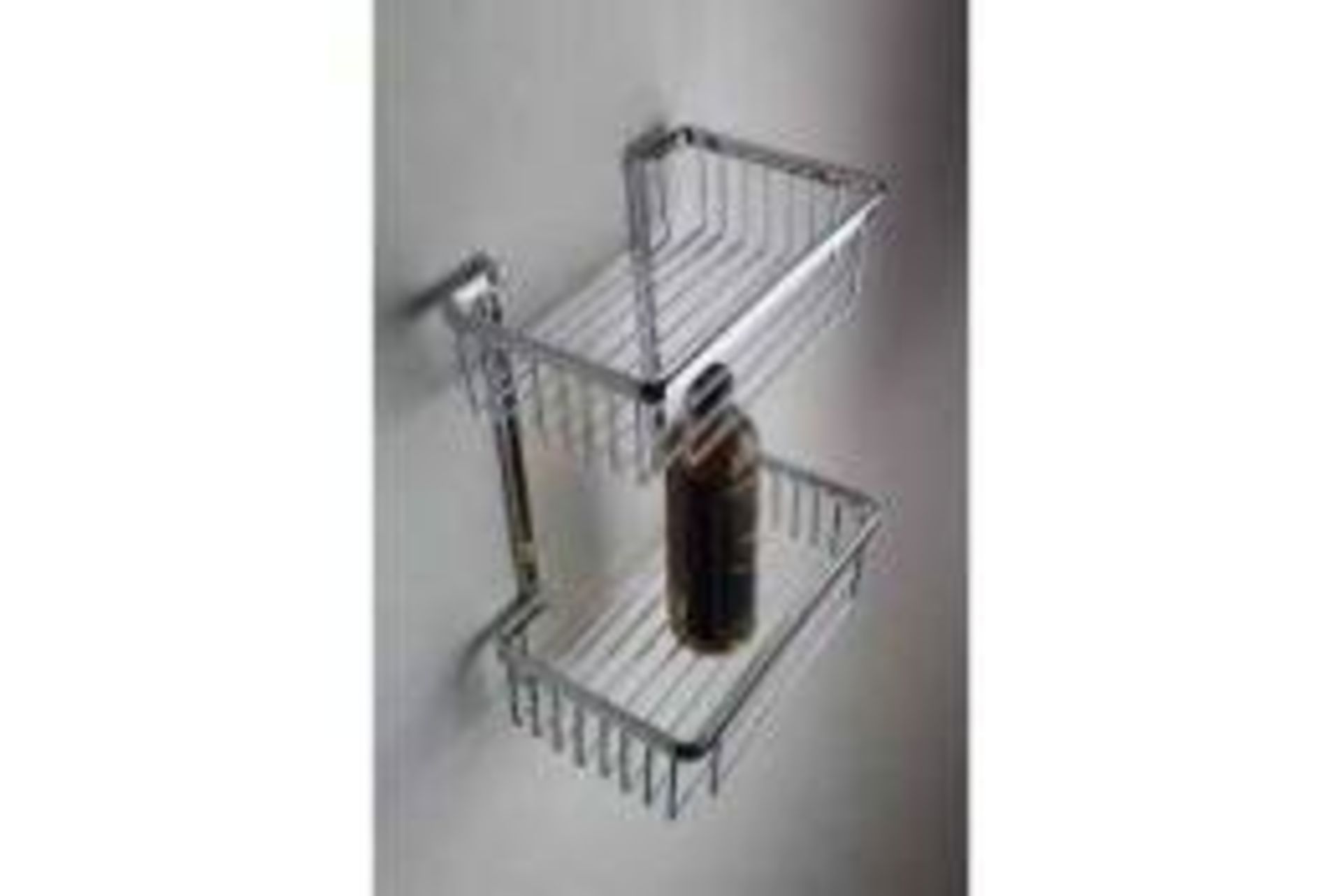 2 X BRAND NEW CHROME DOUBLE WIRE RECTANGULAR SHOWER TIDY RRP £249 R18
