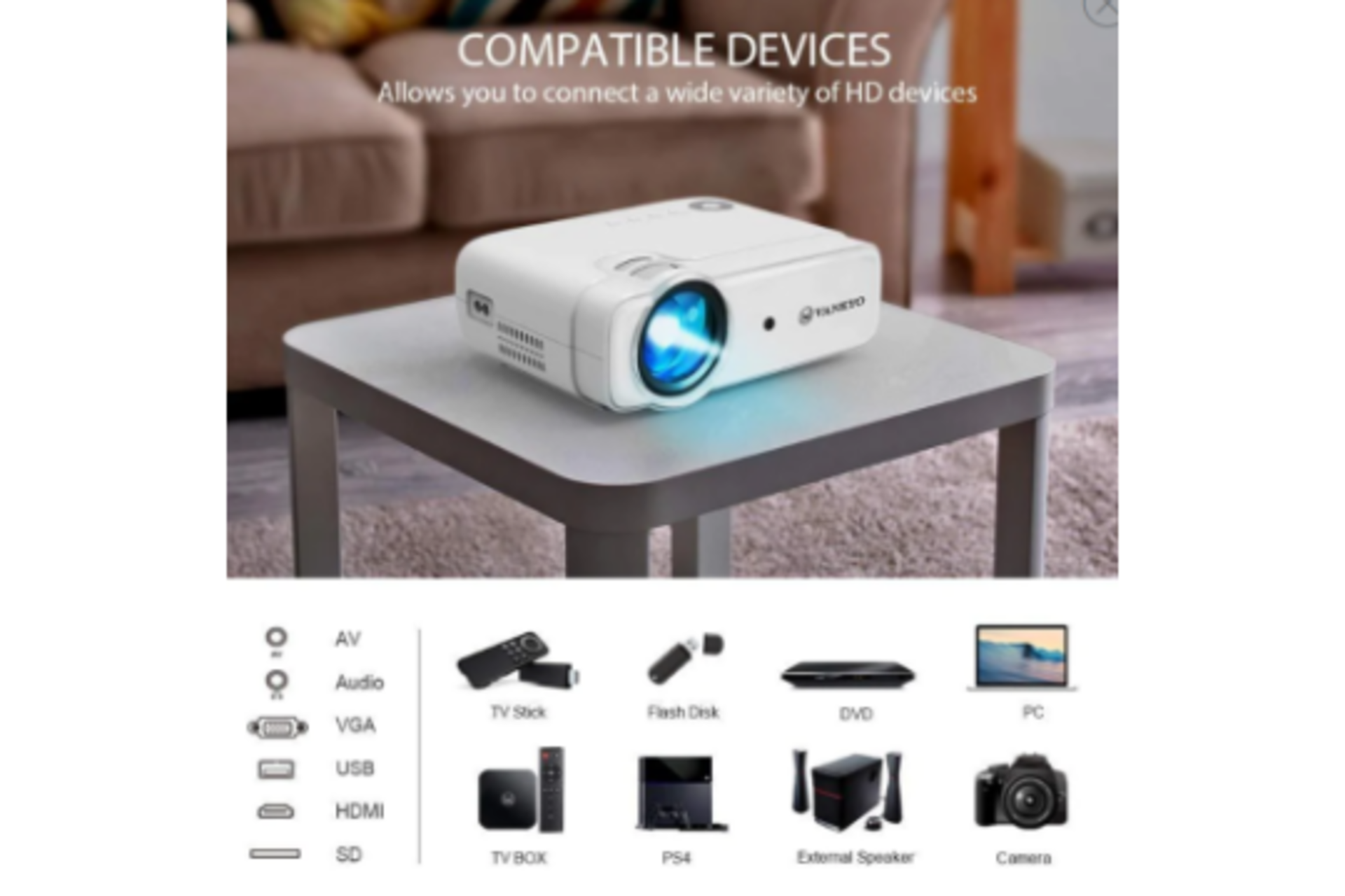 5 x New Boxed VANKYO Leisure 430 Mini Projector for Movie, Outdoor Entertainment, Native 720P. - Image 2 of 3