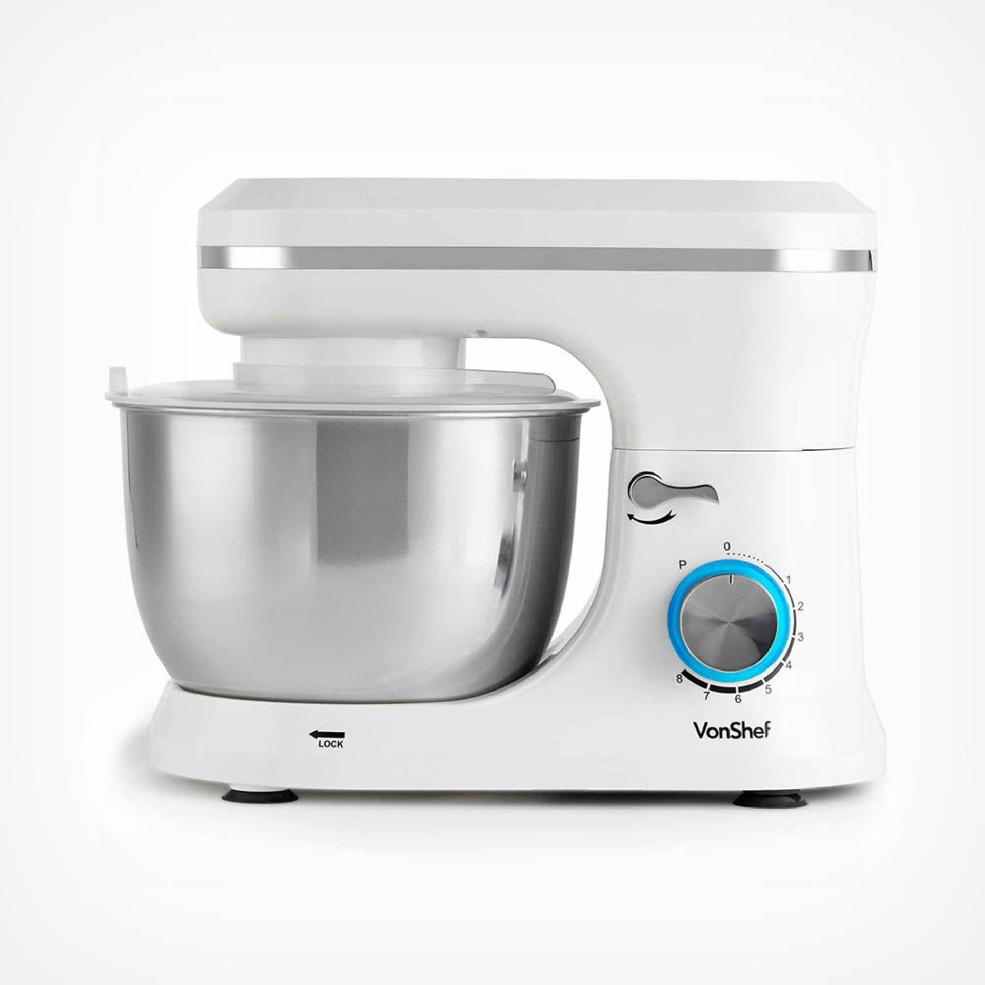 1000W Cream Stand Mixer. - BI. Featuring 8 speed settings, a pulse function for intermittent