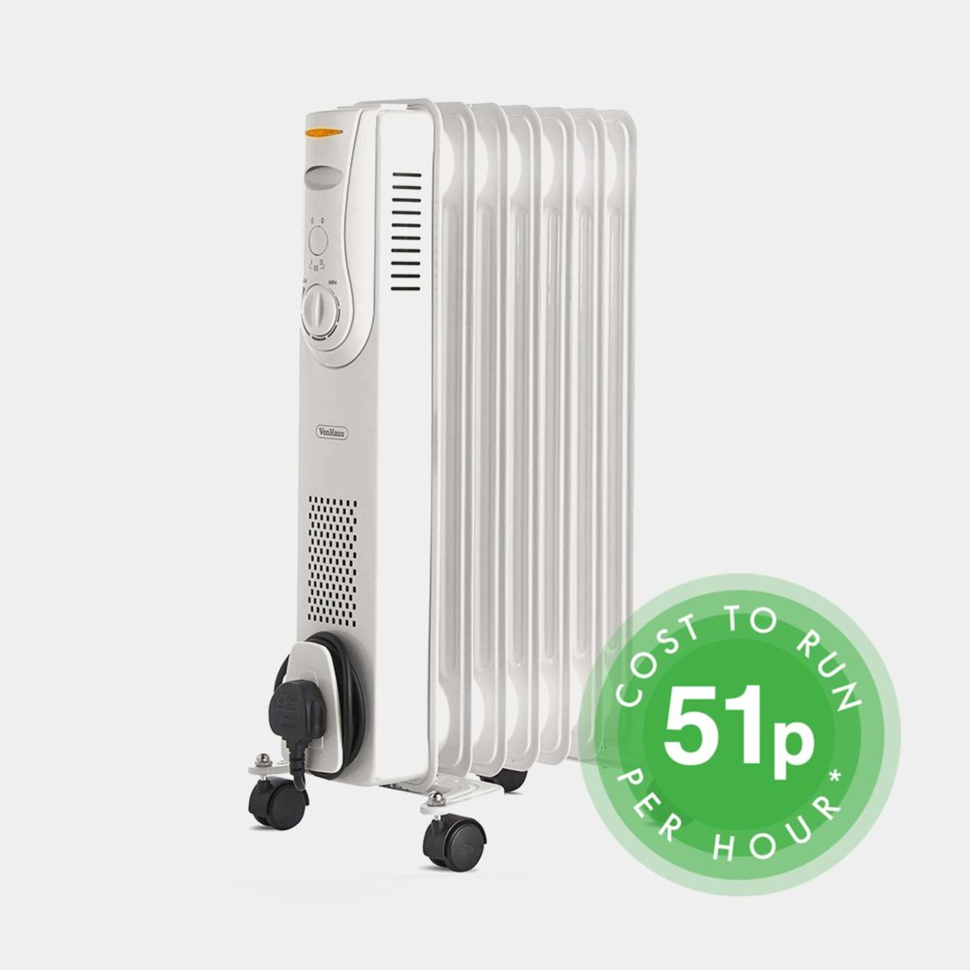 7 Fin 1500W Oil Filled Radiator - White. - PCK1