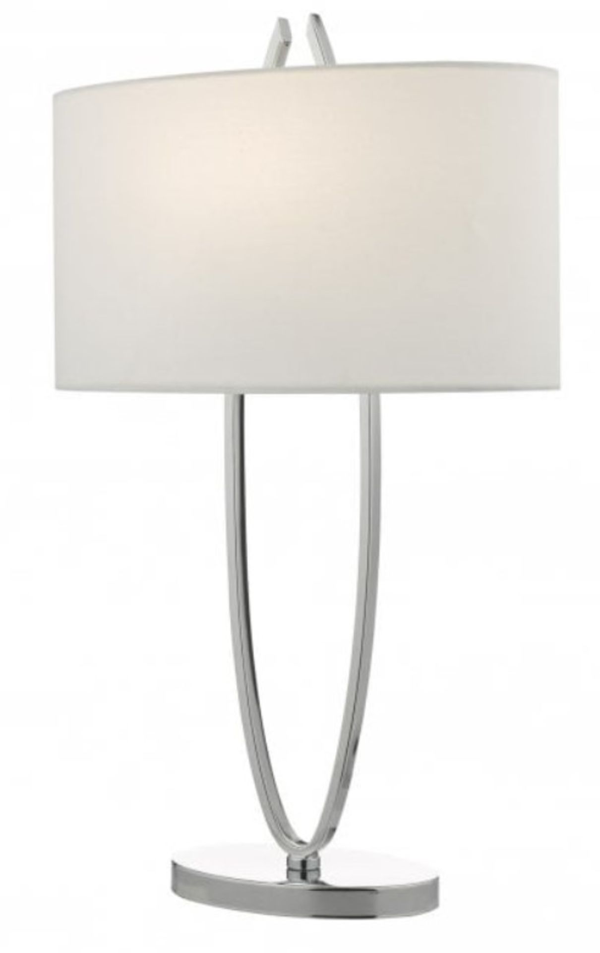 UTARA TABLE LAMP POLISHED CHROME WITH SHADE. The Dar Utara Table Lamp UTA4250 is a contempory