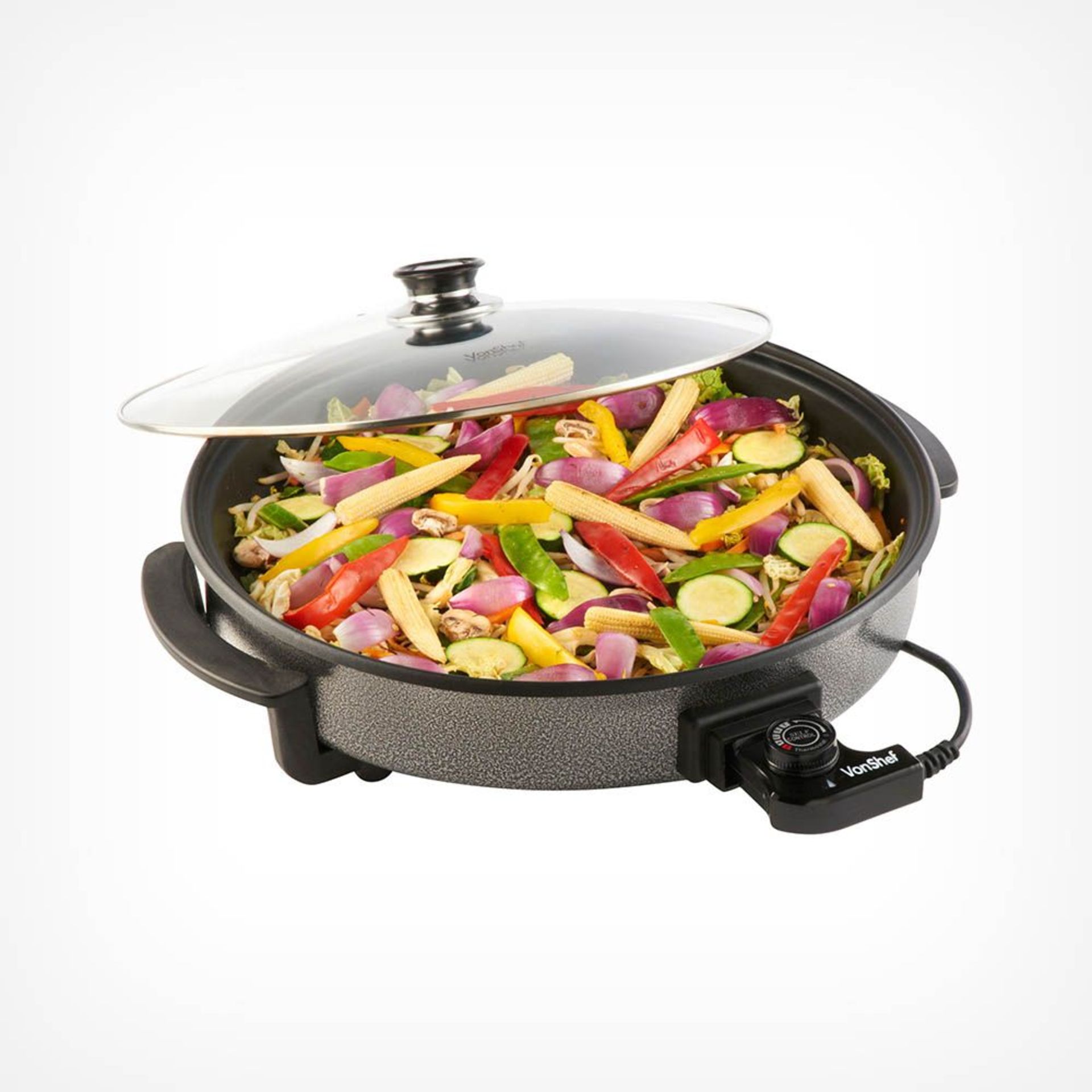 42cm Multi Cooker. - PCK1. The VonShef 42cm Multi Cooker is a must for the modern kitchen, making