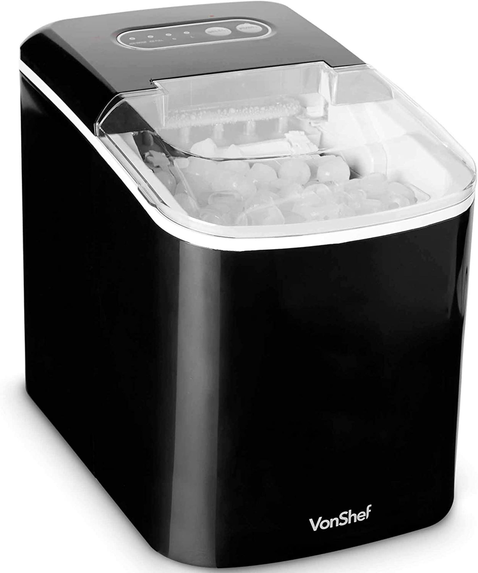 Ice Maker Machine, 72g of Ice Cubes in 10 Mins – 12kg in 24 Hours, Cube Size Option, 2.1L Capacity