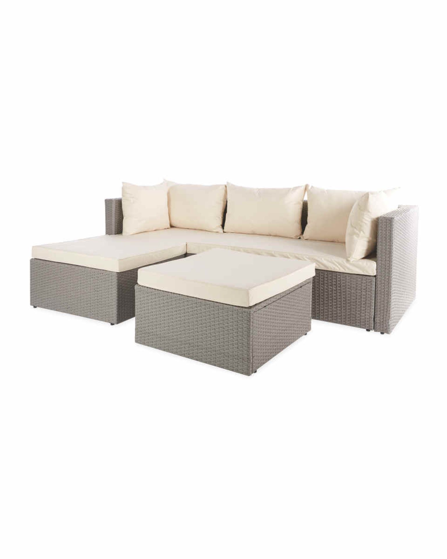 Cream Rattan Corner Sofa & Cover. - ROW16. Soak in the sun and feel that summer breeze while sitting - Image 2 of 3