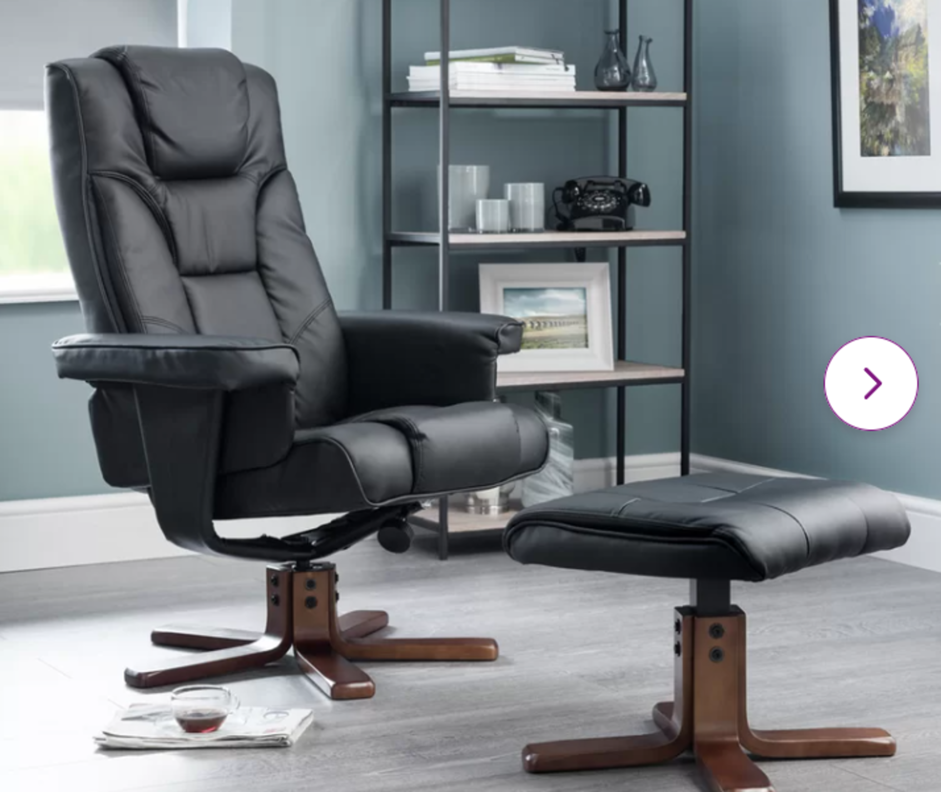 Lankford Manual Swivel Recliner with Footstool. RRP £235.00 - SR4. Recline in style with this piece.