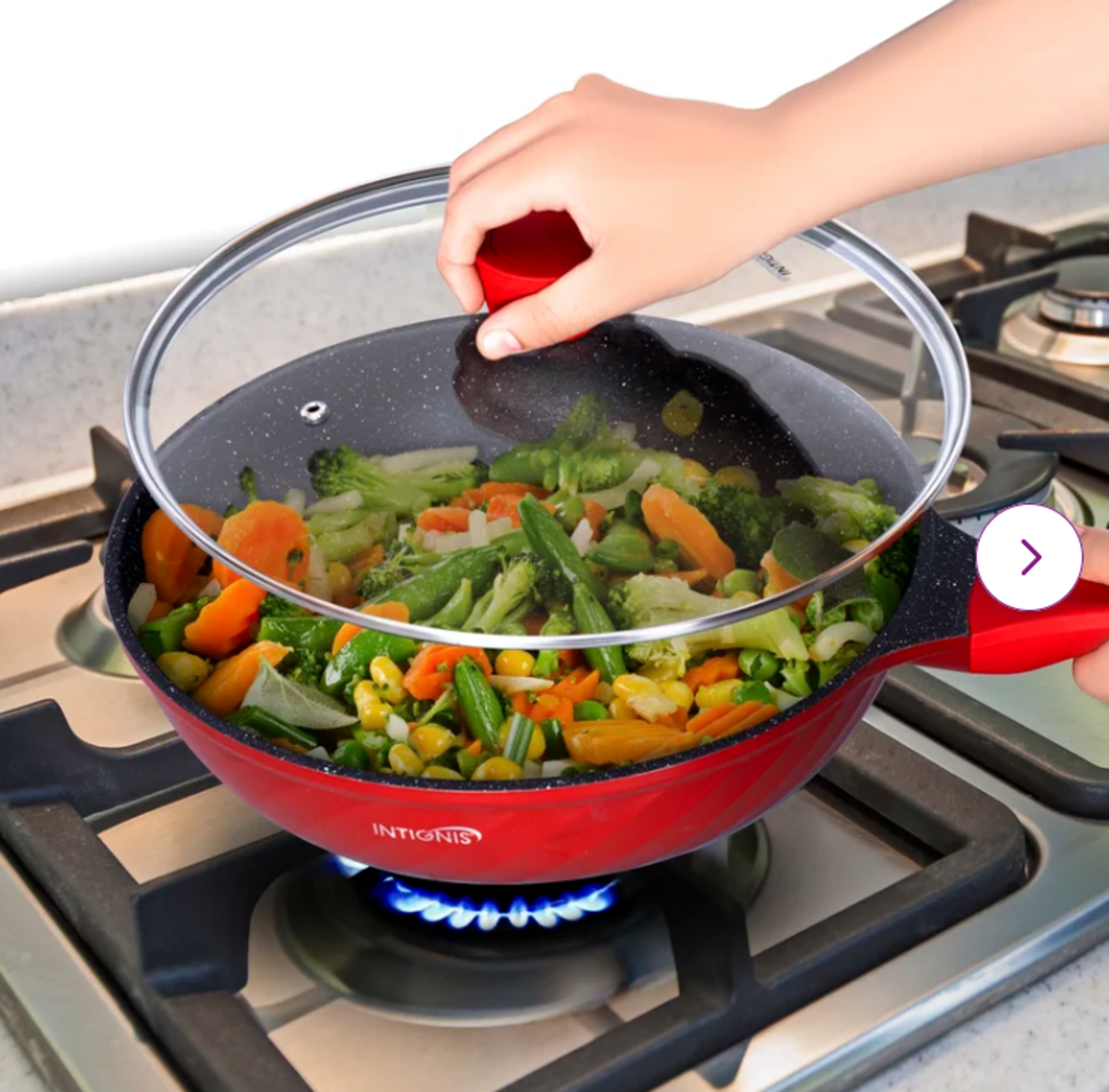 INTIGNIS 30Cm Non-Stick Aluminium Wok with Lid - SR4. PERFECT WOK PAN – Good Pan a Plate of Good