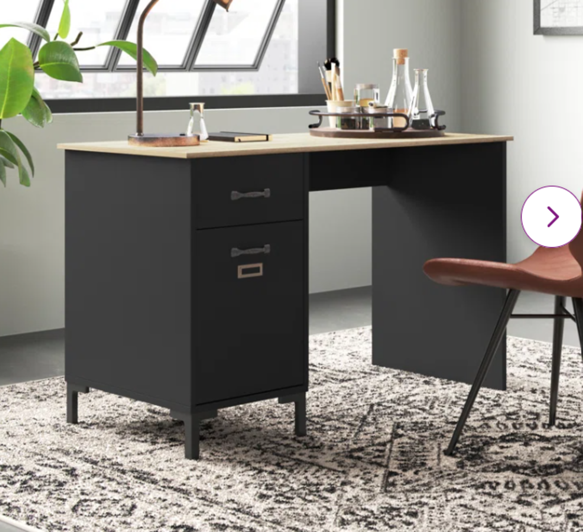 Trent Austin Design Chicasaw Desk. RRP £199.00. - SR4 - A bold two-tone colour (black/oak) palette