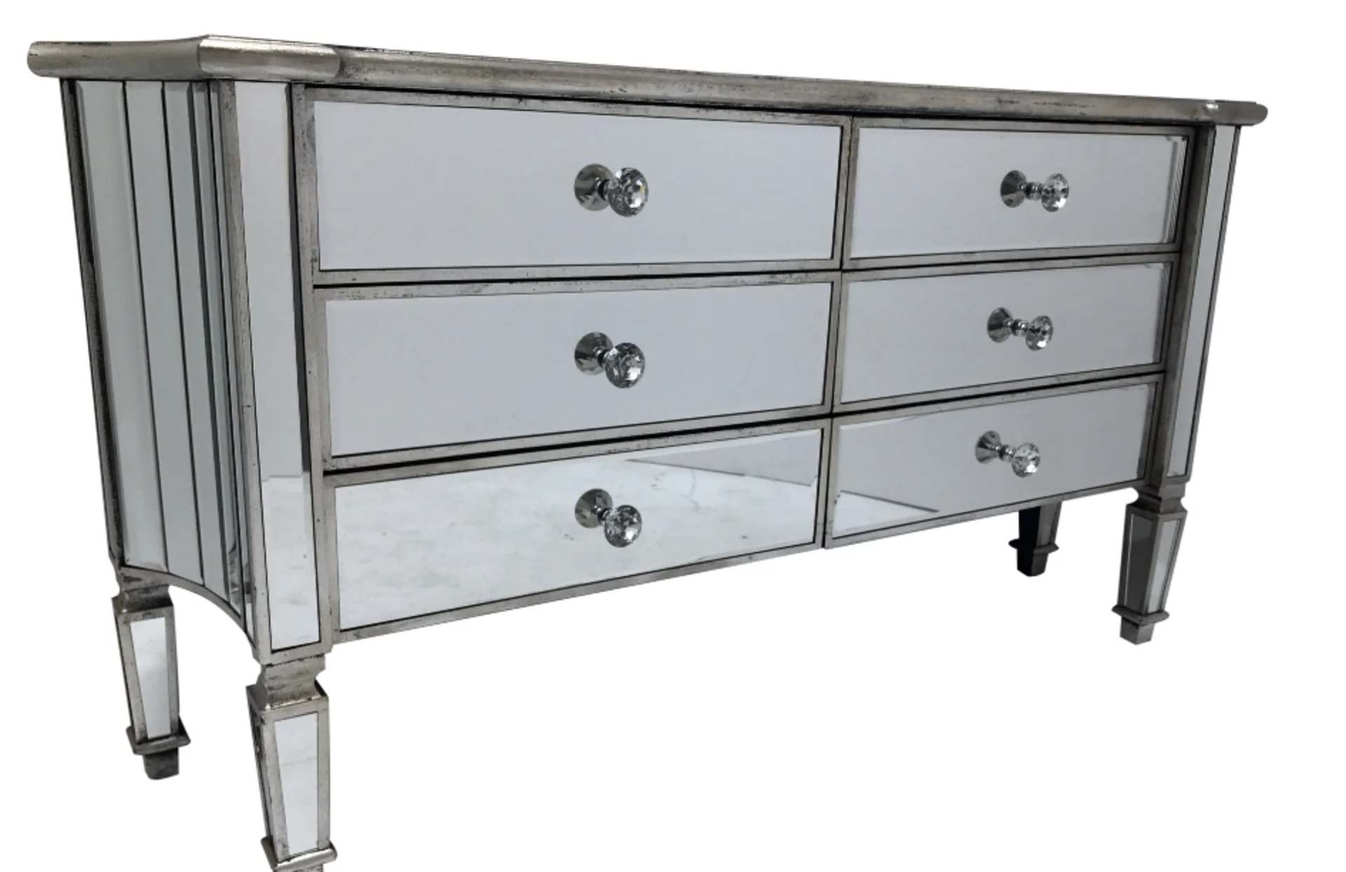 Mirrored Sideboard » 6 Drawers » Crystal Handles. RRP £700.00. - SR4. Picture your living room