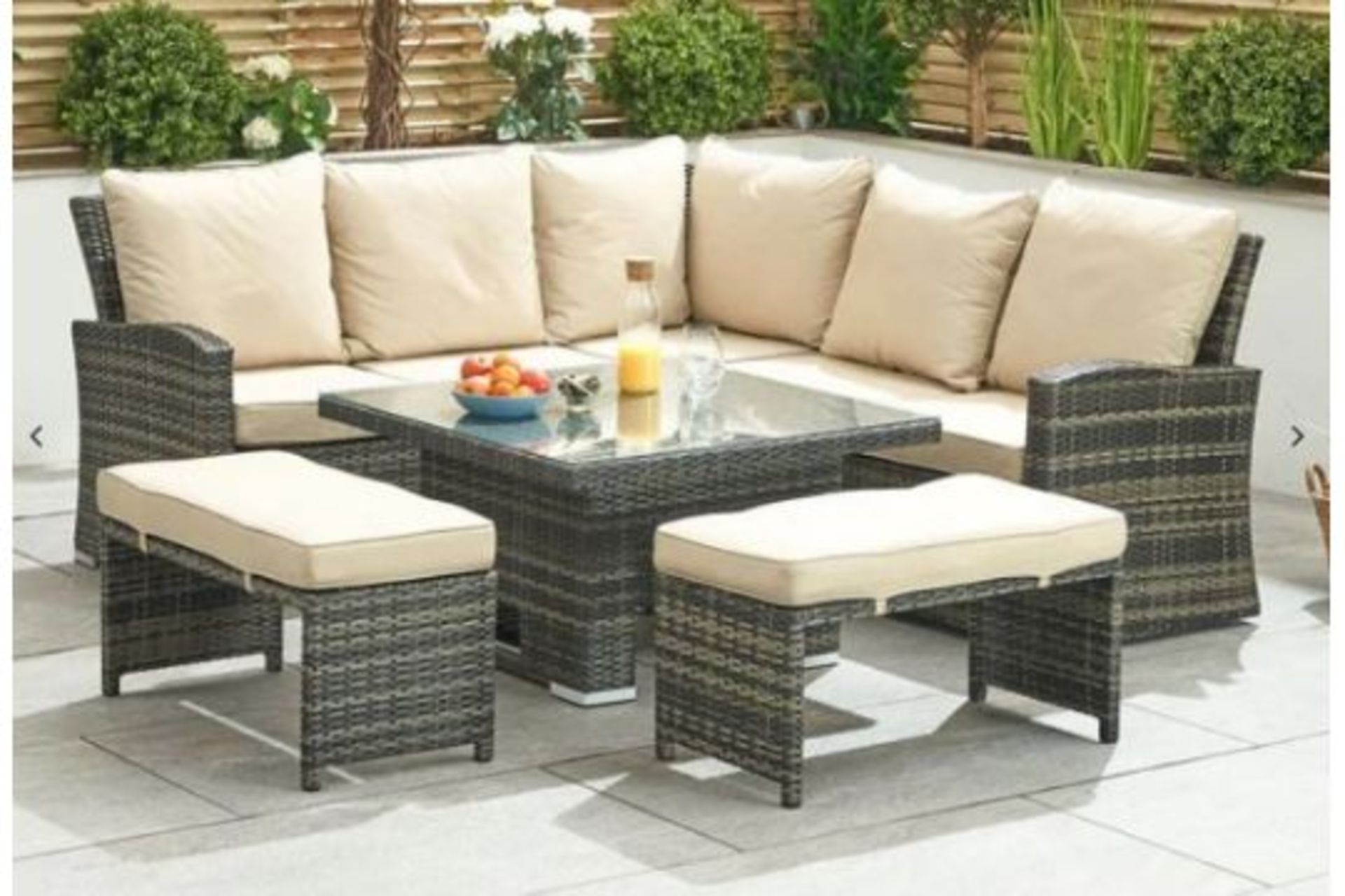 New & Boxed Luxury Nova Garden Furniture Cambridge Brown Weave Compact Corner Dining Set with Rising - Image 4 of 4