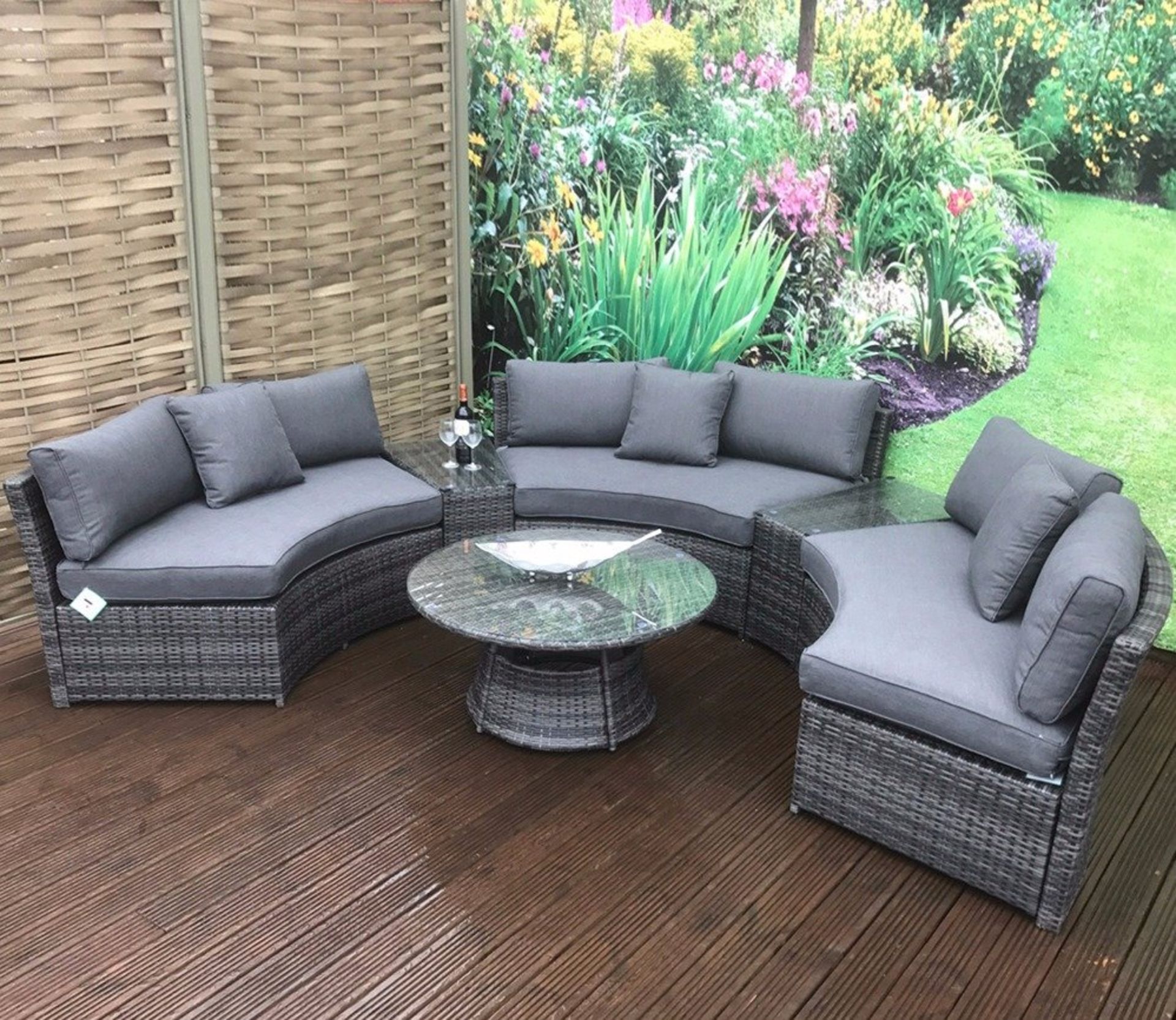 New & Boxed Luxury Signature Weave Garden Furniture - Juliet Grey Half Moon Sofa Set. RRP £2,999. - Image 5 of 6