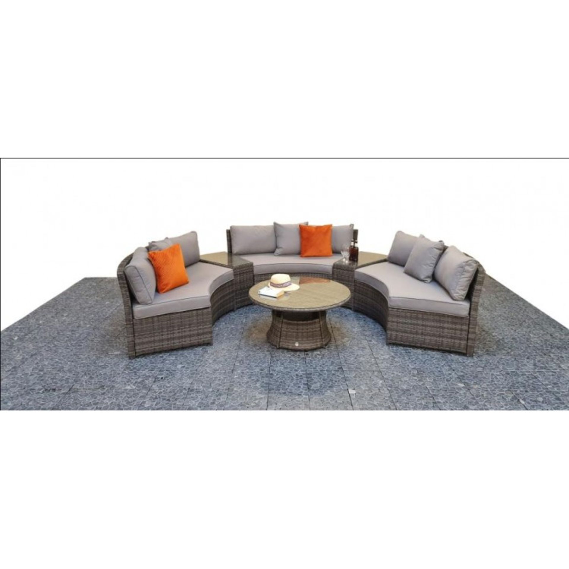 New & Boxed Luxury Signature Weave Garden Furniture - Juliet Grey Half Moon Sofa Set. RRP £2,999. - Image 2 of 6