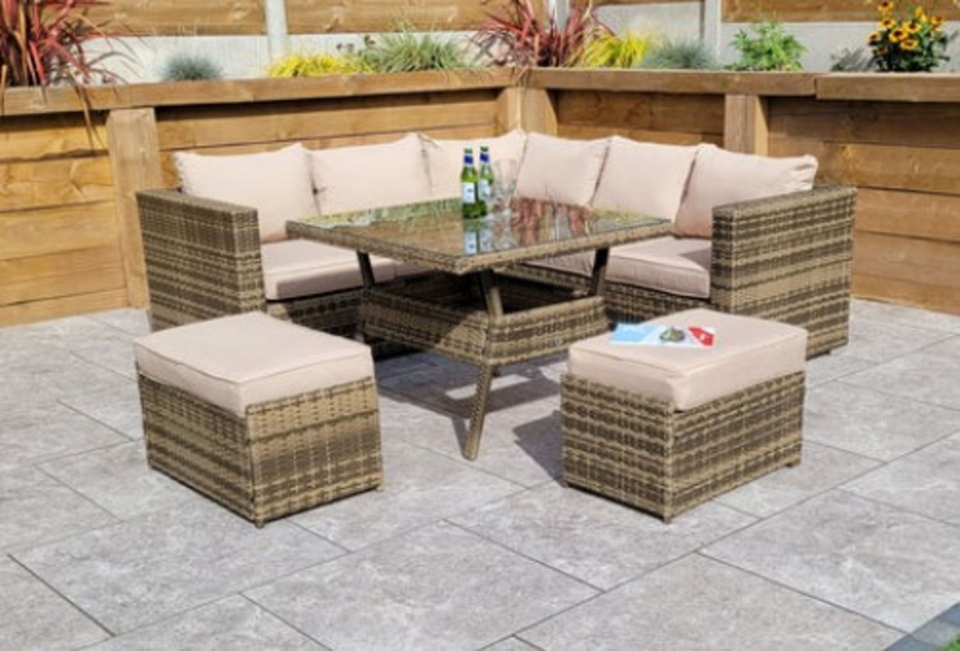 Trade Lot 3 x New & Boxed Luxury Signature Weave Garden Furniture Georgia Brown Natural Corner - Image 2 of 5