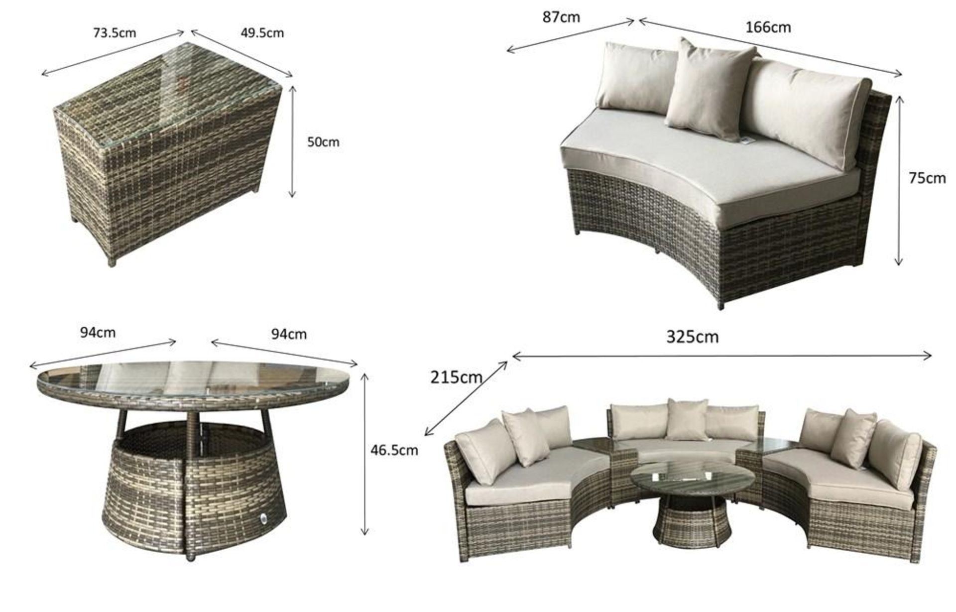 New & Boxed Luxury Signature Weave Garden Furniture - Juliet Grey Half Moon Sofa Set. RRP £2,999. - Image 4 of 6