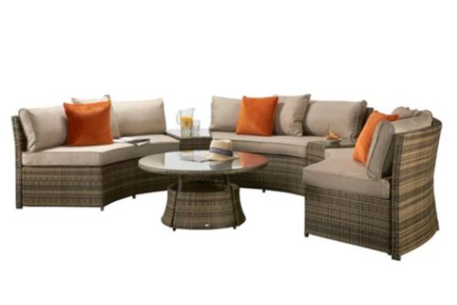 New & Boxed Luxury Signature Weave Garden Furniture - Juliet Brown Half Moon Sofa Set. RRP £2,999. - Image 3 of 6