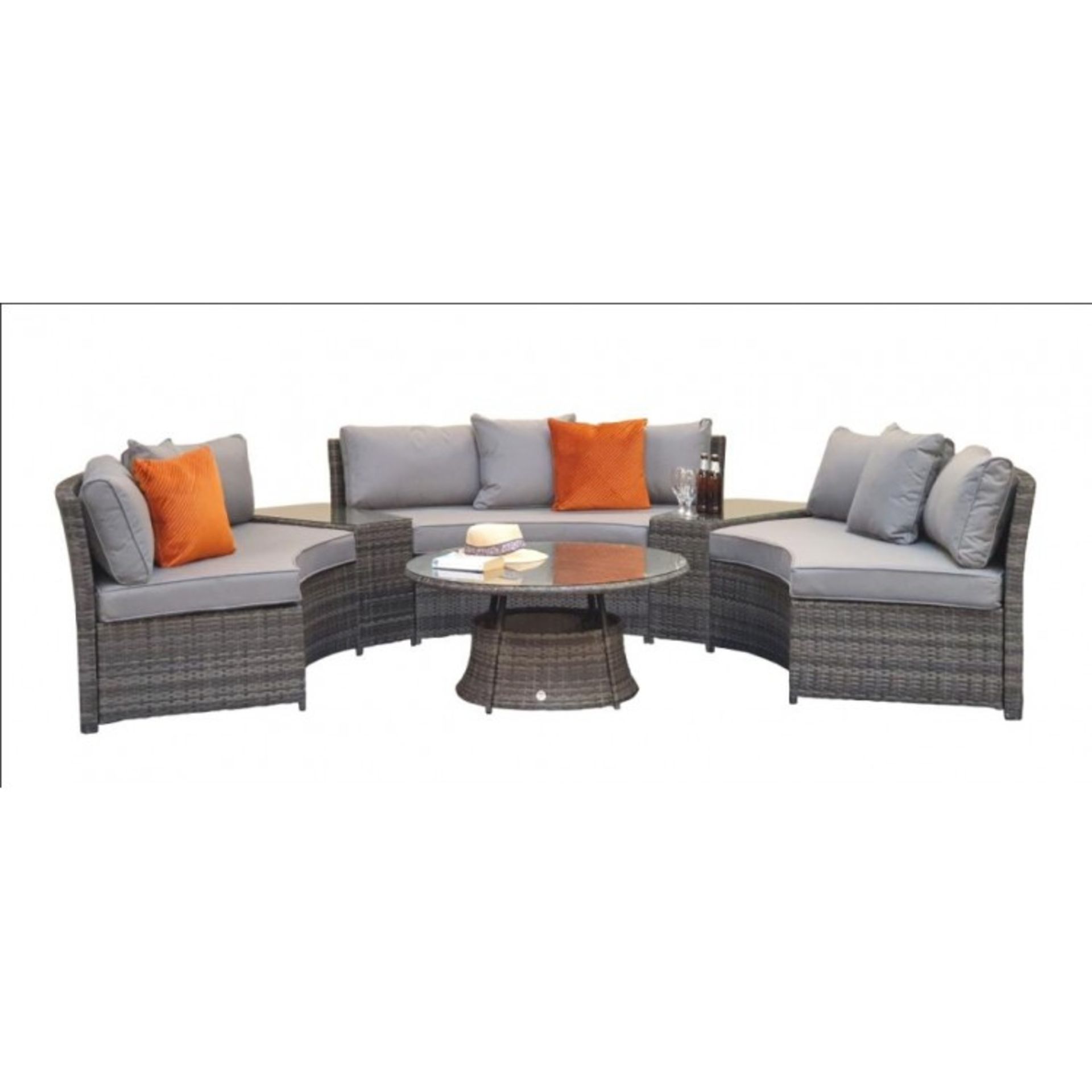 New & Boxed Luxury Signature Weave Garden Furniture - Juliet Grey Half Moon Sofa Set. RRP £2,999. - Image 3 of 6