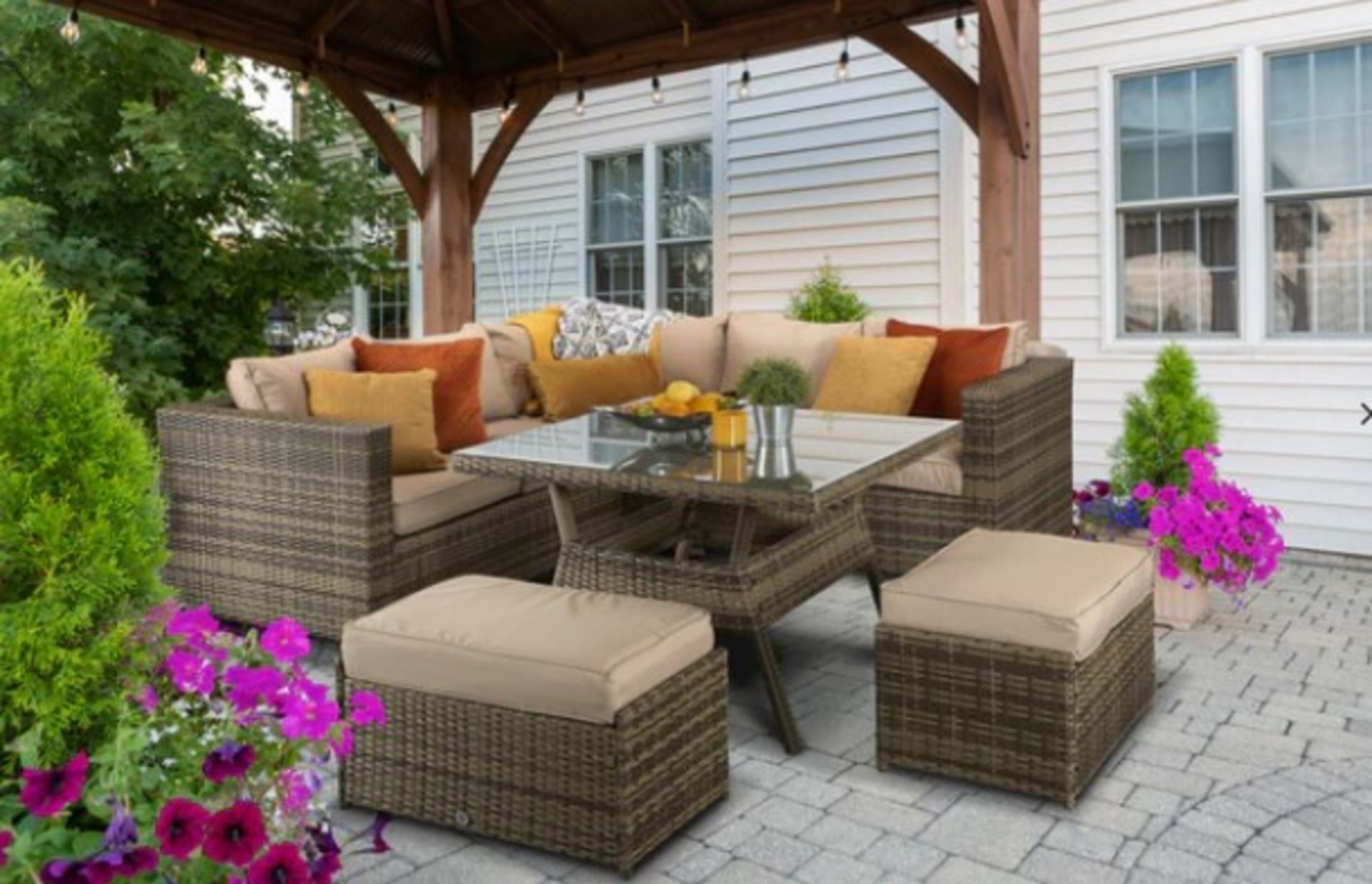 Trade Lot 3 x New & Boxed Luxury Signature Weave Garden Furniture Georgia Brown Natural Corner