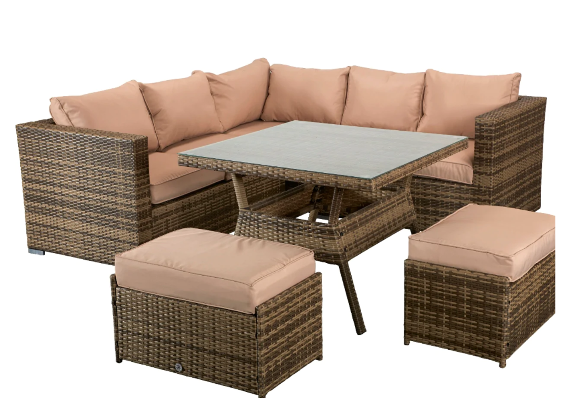 Luxury Signature Weave Garden Furniture Georgia Brown Natural Corner Dining Set. RRP £1,499 each. - Image 3 of 3