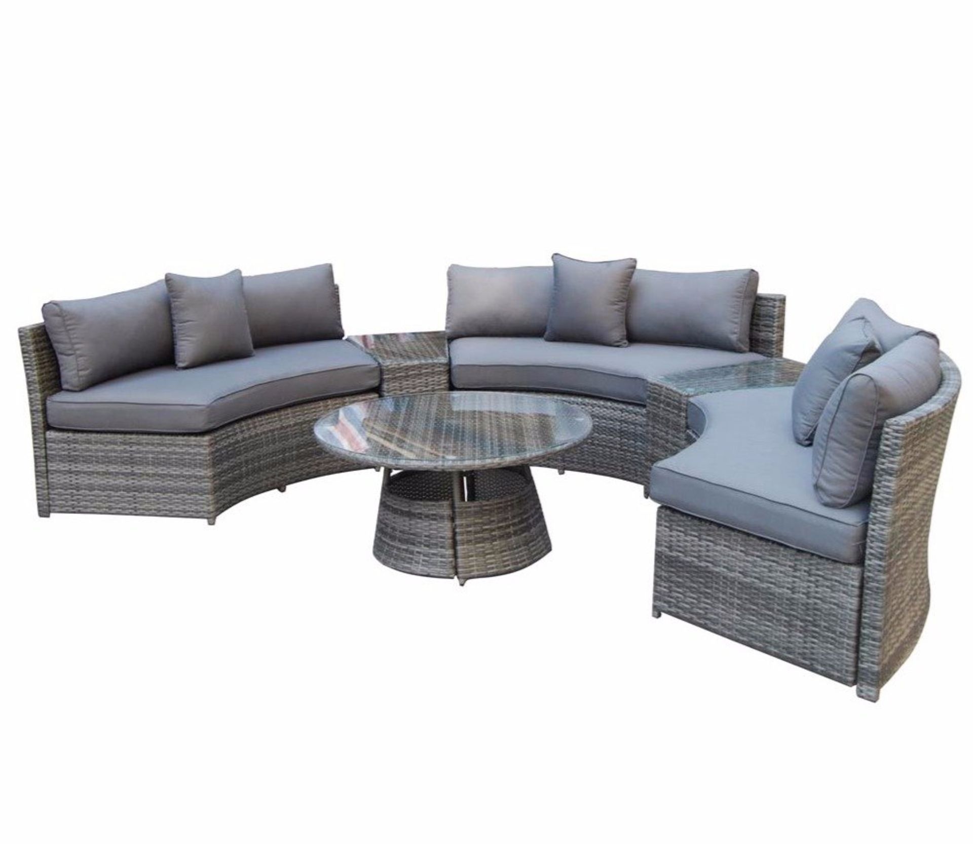 New & Boxed Luxury Signature Weave Garden Furniture - Juliet Grey Half Moon Sofa Set. RRP £2,999. - Image 6 of 6
