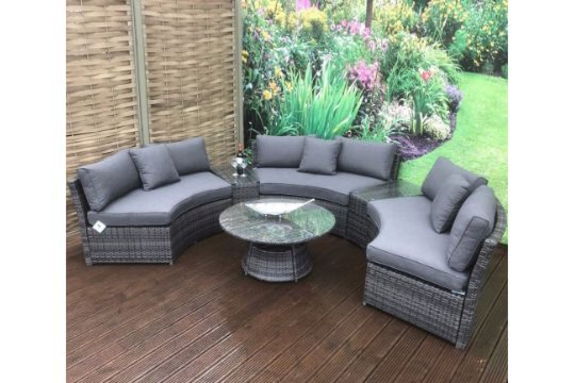 New & Boxed Luxury Signature Weave Garden Furniture - Juliet Grey Half Moon Sofa Set. RRP £2,999. - Image 4 of 5