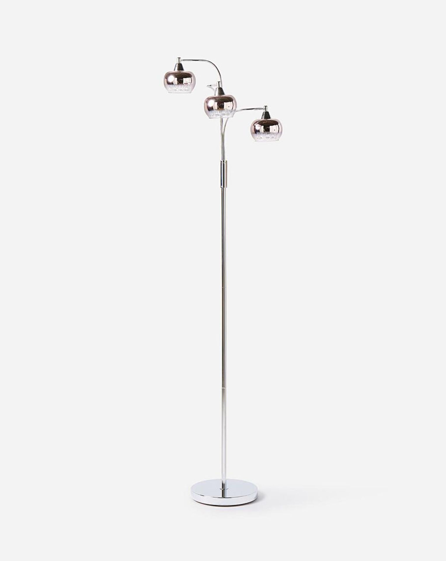 Rose Chrome Glass Floor Lamp. RRP £99.00. - SR4. A Contemporary Addition To Any Home, This 3 Light