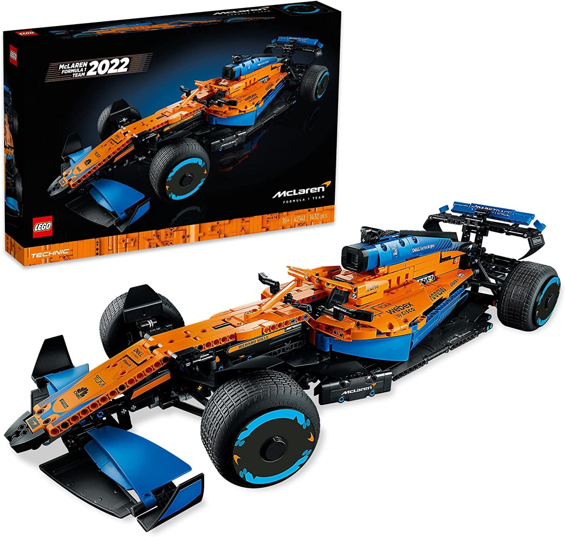 LEGO 42141 Technic McLaren Formula 1 2022 Replica Race Car Model Building Kit, F1 Motor Sport Set. -