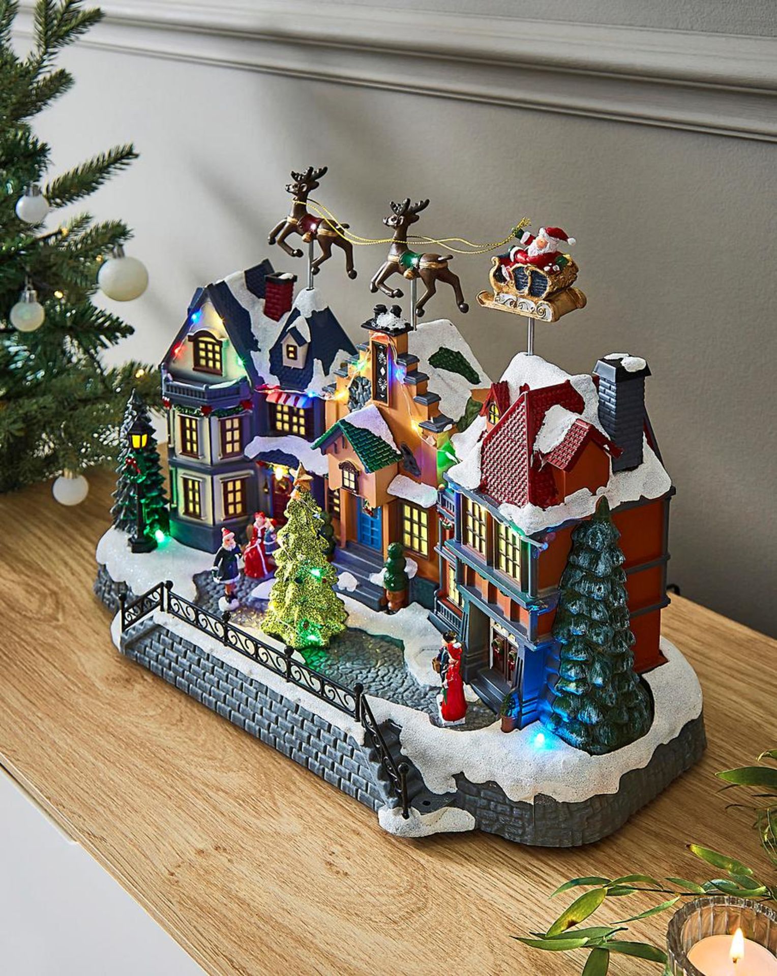 Christmas Musical Village Scene with Flying Santa and Sleigh. - RRP £89.99.- SR4. This Christmas