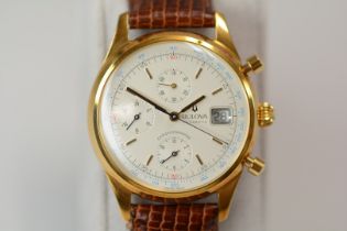 Bulova / 13366 Chronograph 18K - Gentlmen's Yellow gold Wrist Watch
