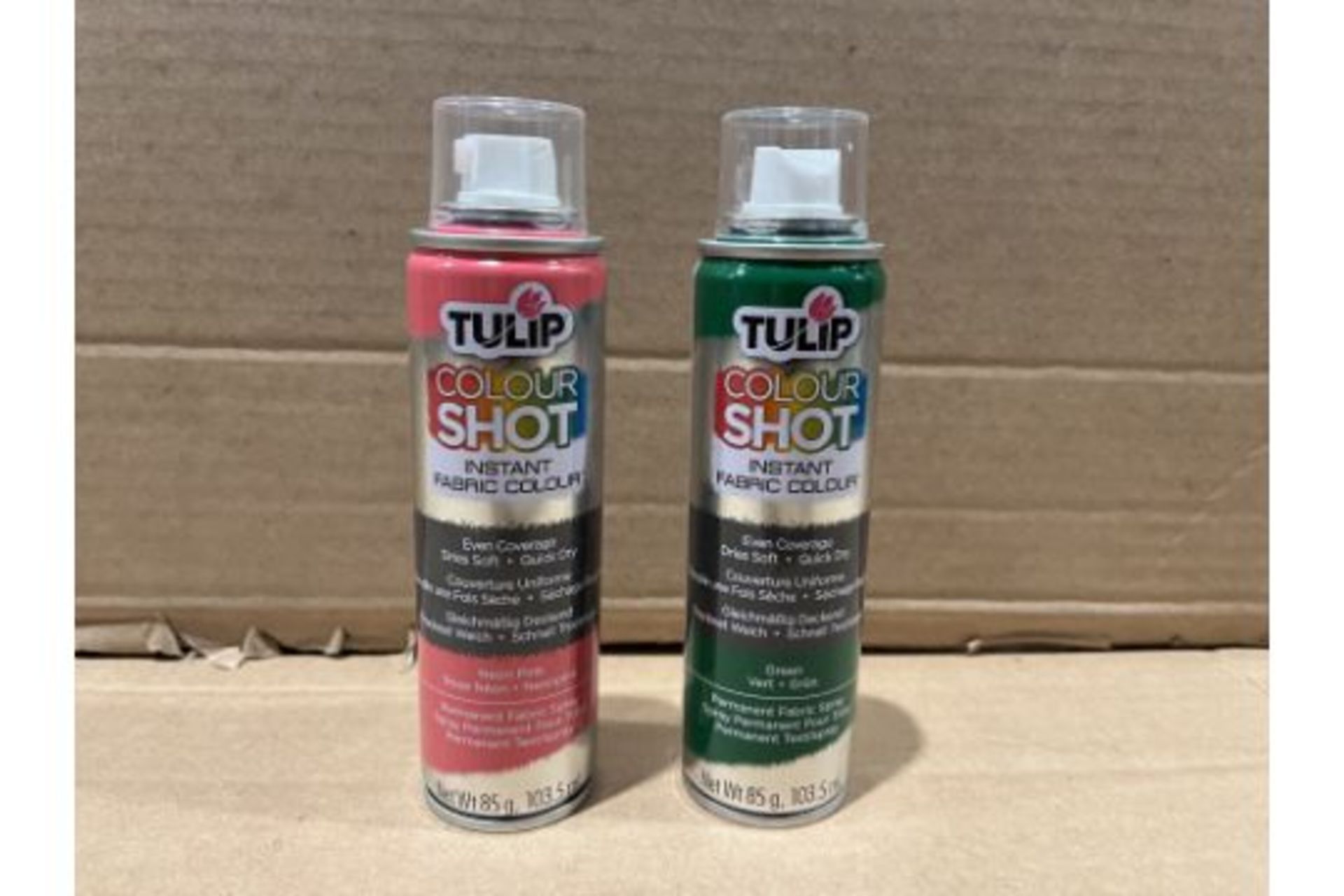 120 X BRAND NEW TULIP 3OZ COLOUR SHOT CRAFT AEROSOLS IN VARIOUS COLOURS S1RA