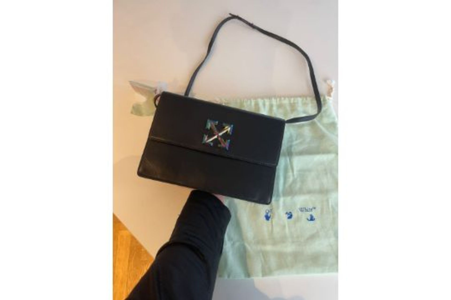 Off-White c/o Virgil Abloh Jitney 1.0 Black Clutch Bag. (ex9) RRP £1,150. Off-White leather bag with - Image 2 of 4